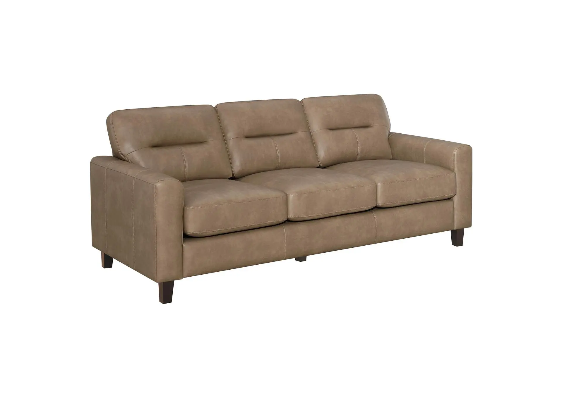 Scotland Faux Leather Upholstered Track Arm Sofa Brown