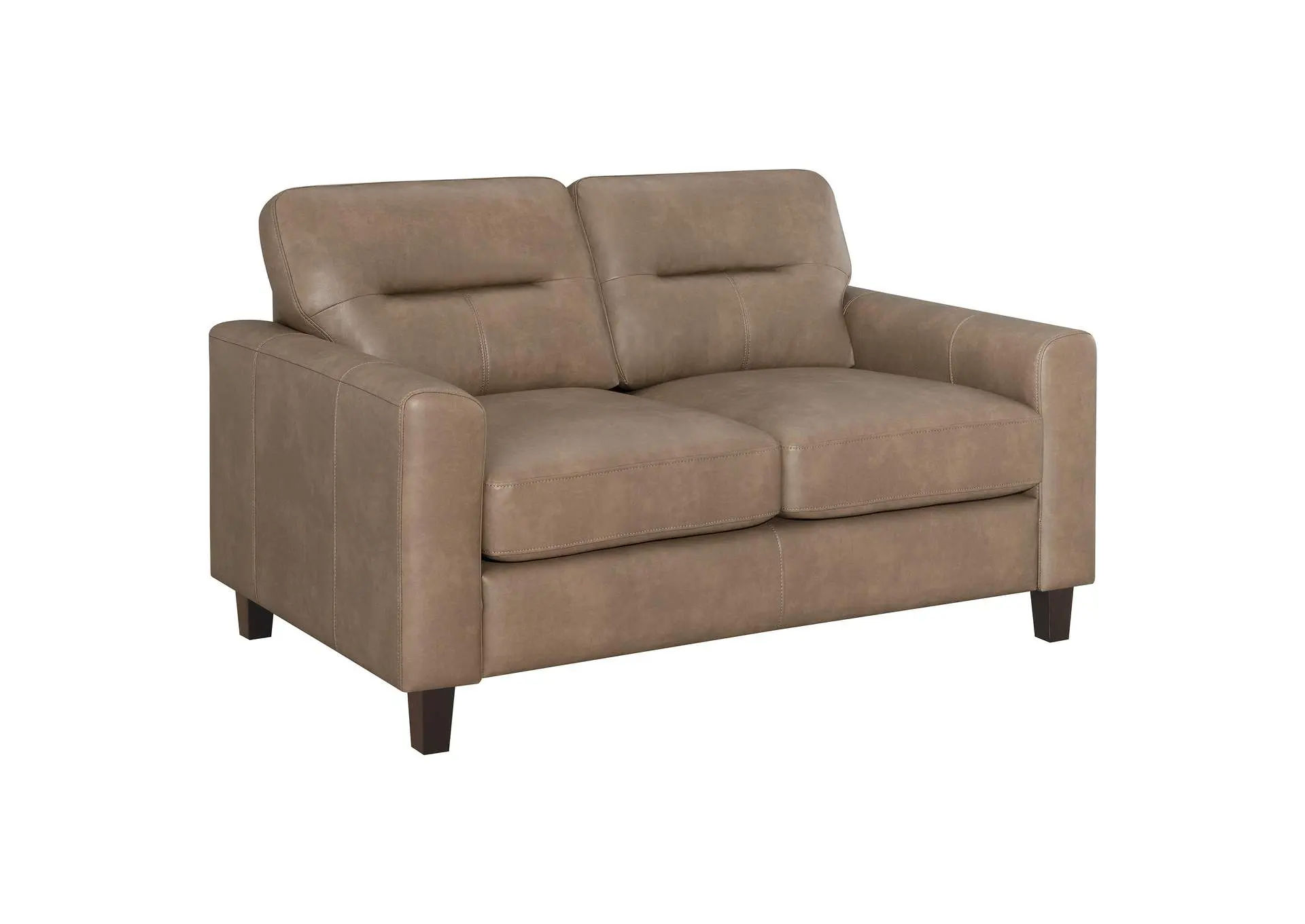 Scotland Faux Leather Upholstered Track Arm Loveseat Brown