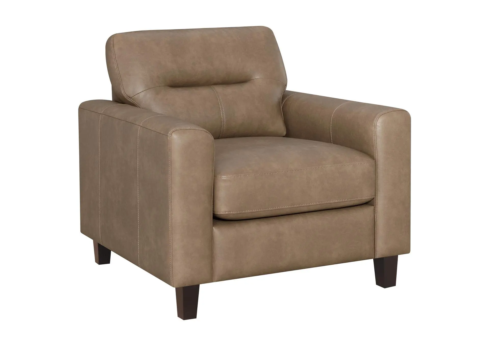 Scotland Faux Leather Upholstered Track Arm Chair Brown