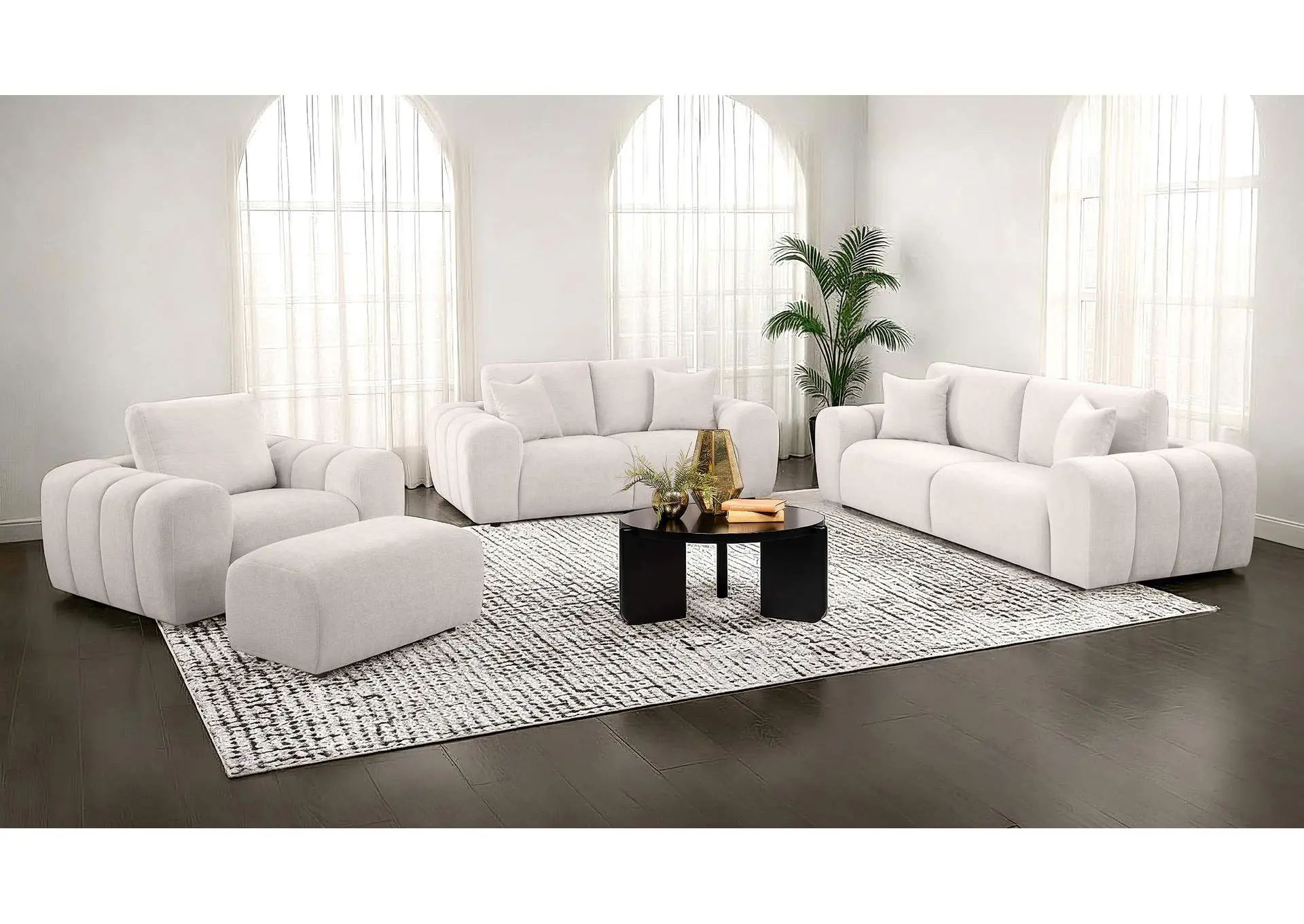 Burnett 4-piece Chenille Upholstered Sofa Set Ivory