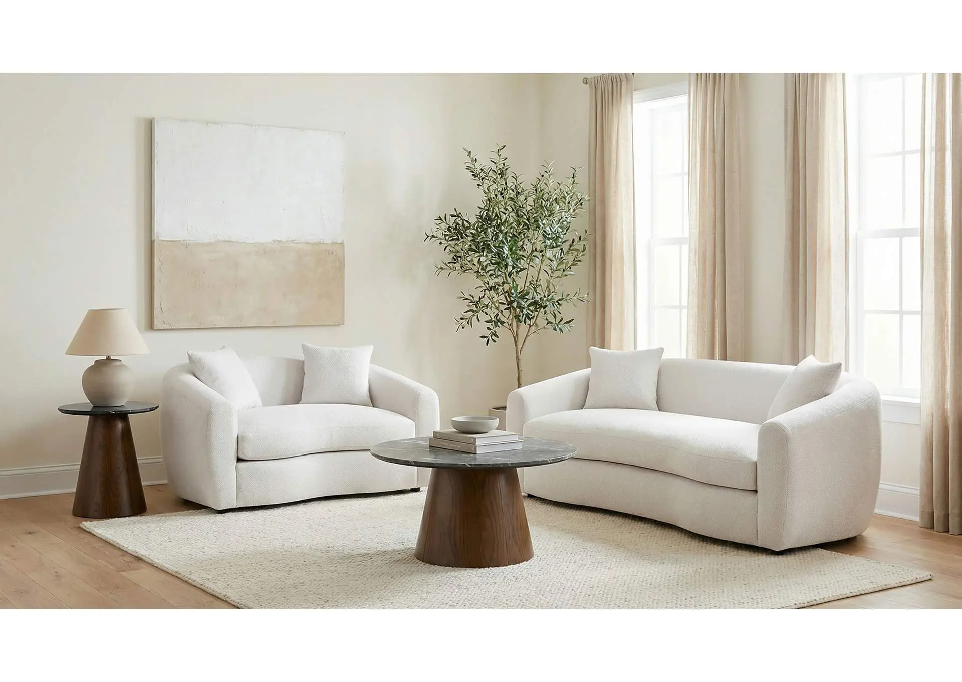Isabella 2-piece Fabric Upholstered Sofa Set Sand