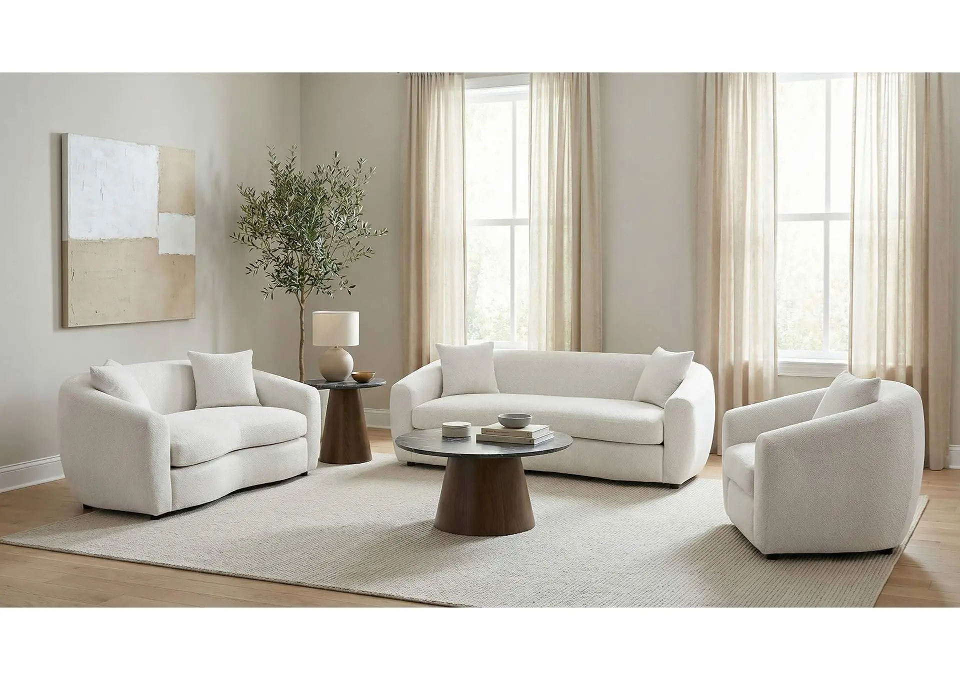 Isabella 3-piece Fabric Upholstered Sofa Set Sand