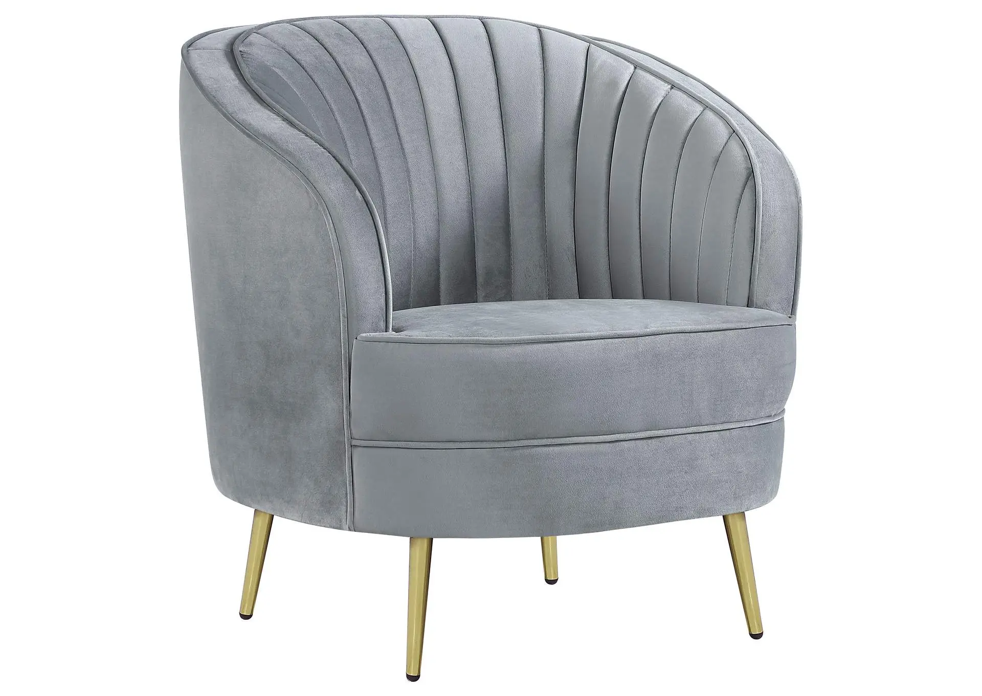 Sophia Upholstered Channel Tufted Barrel Accent Chair Grey