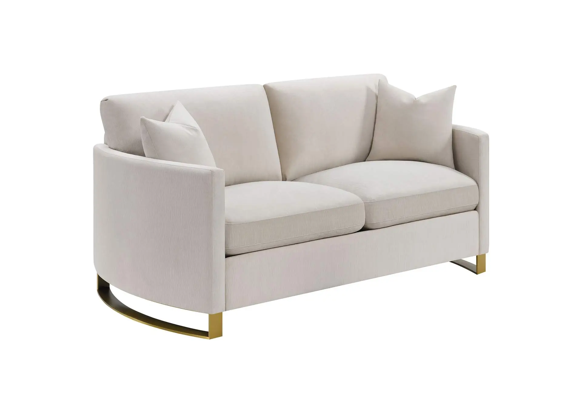 Corliss Upholstered Curved Track Arm Loveseat Beige