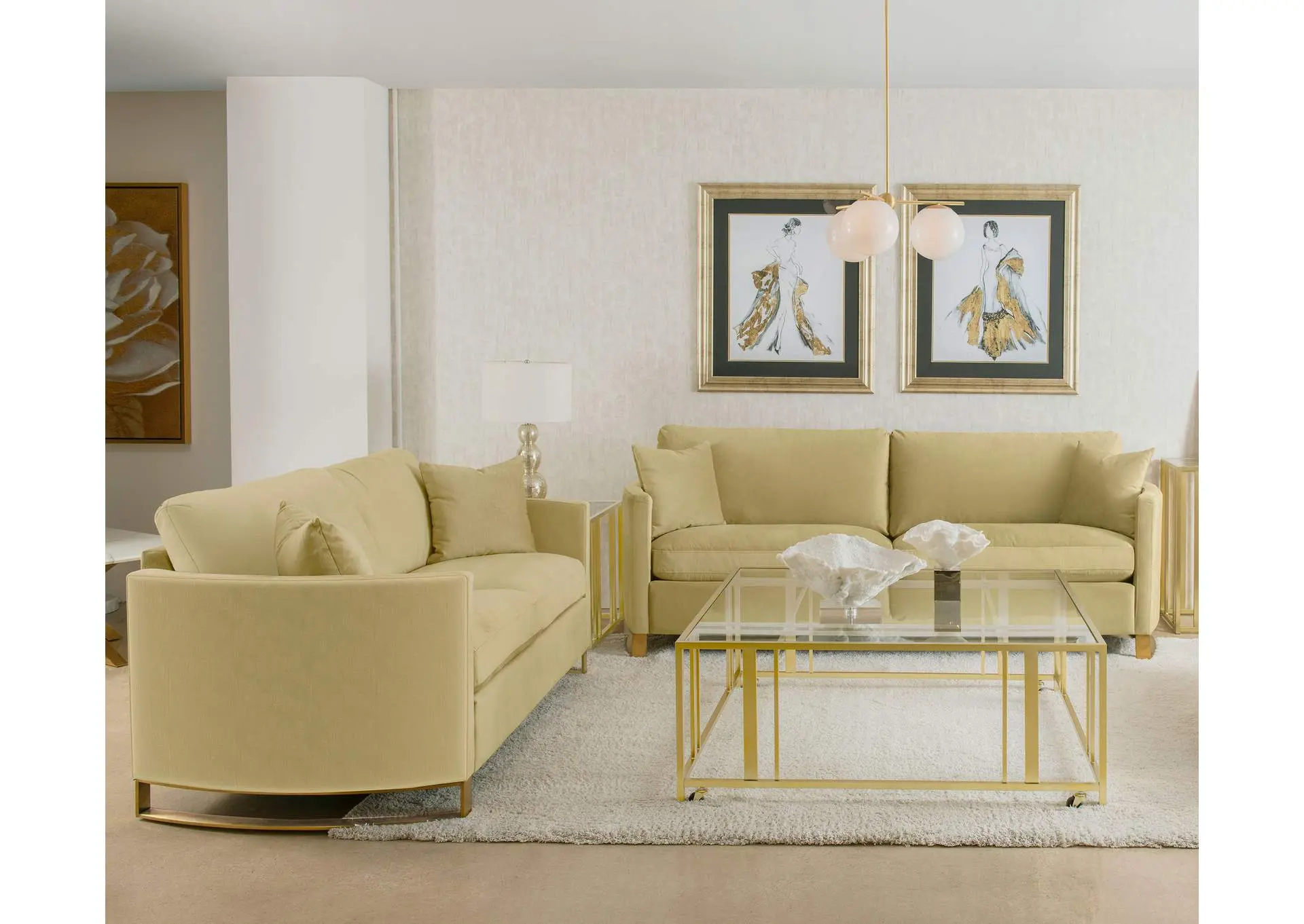 Corliss 2-piece Velvet Upholstered Sofa Set Camel