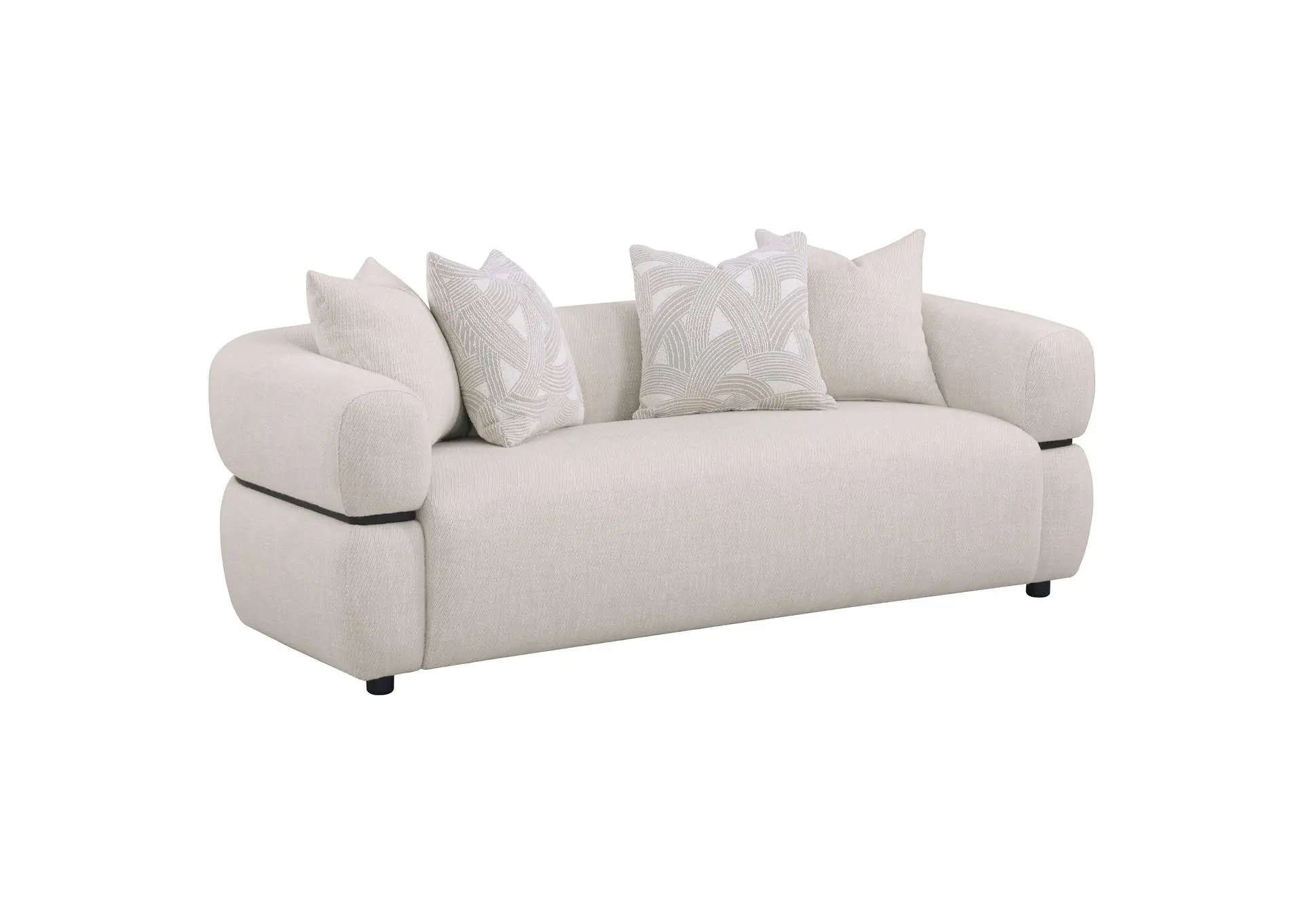 Jeanette 84-inch Fabric Upholstered Round Arm Sofa Beige