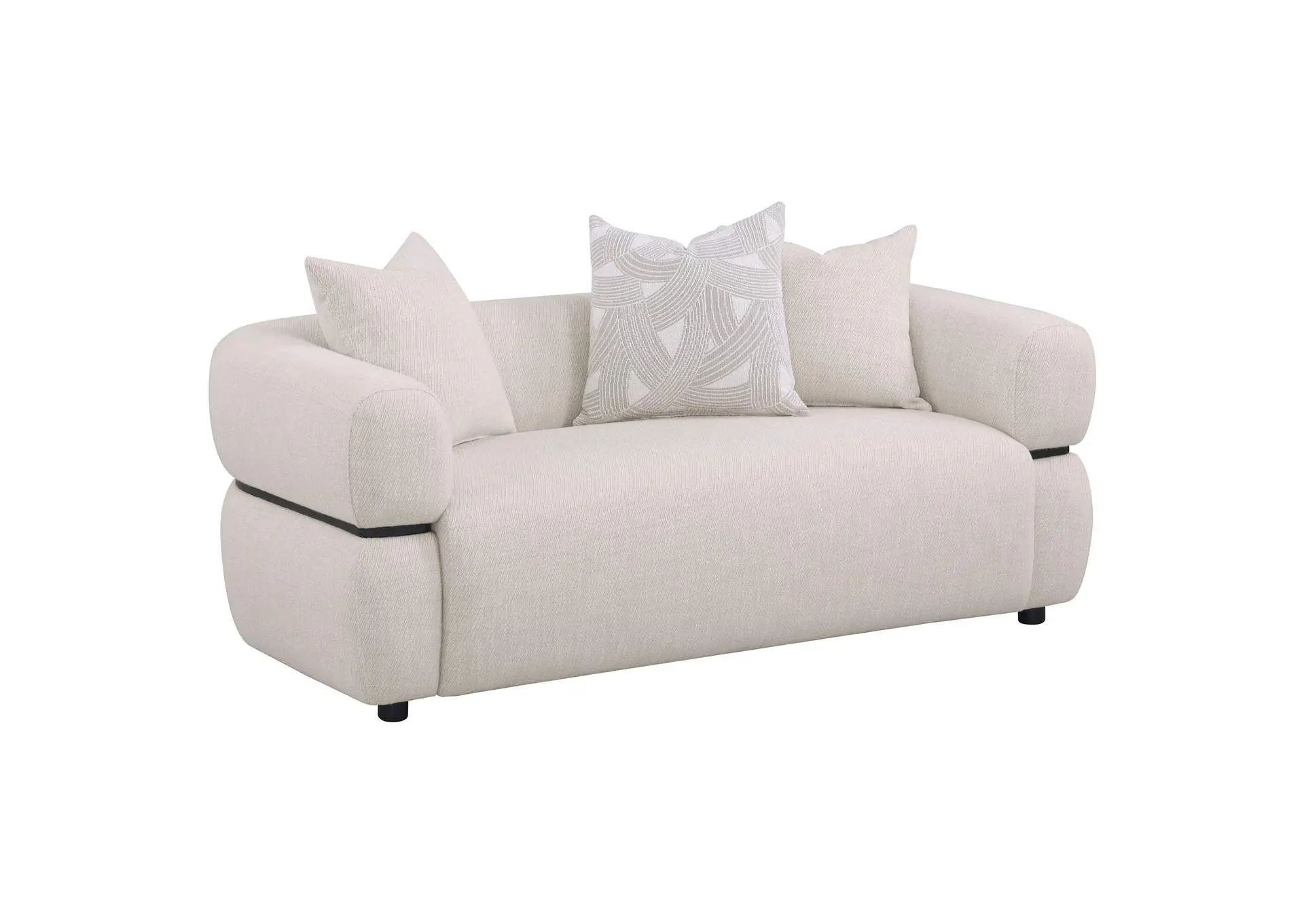 Jeanette 73-inch Fabric Upholstered Round Arm Loveseat Beige