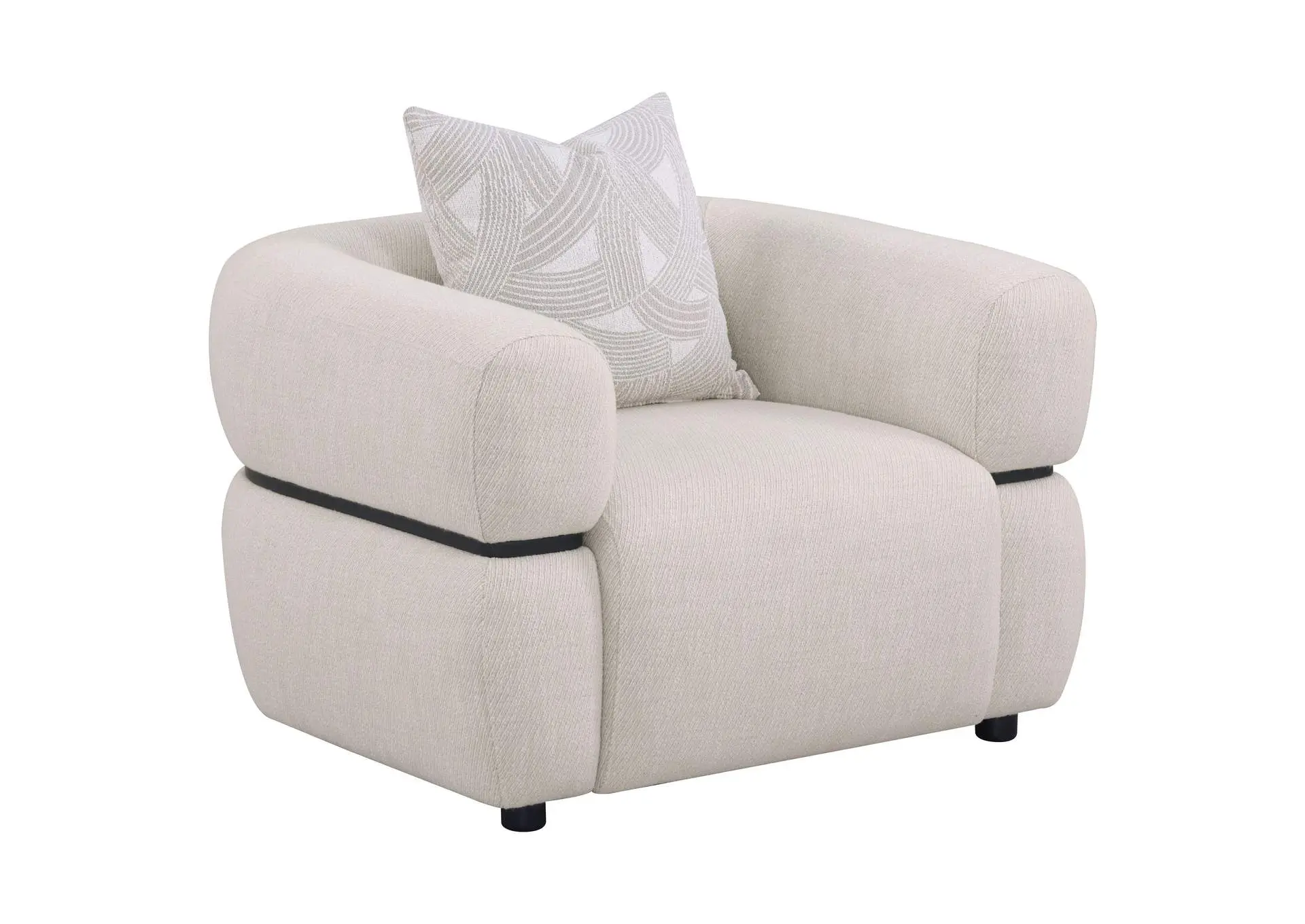 Jeanette Fabric Upholstered Round Arm Accent Chair Beige