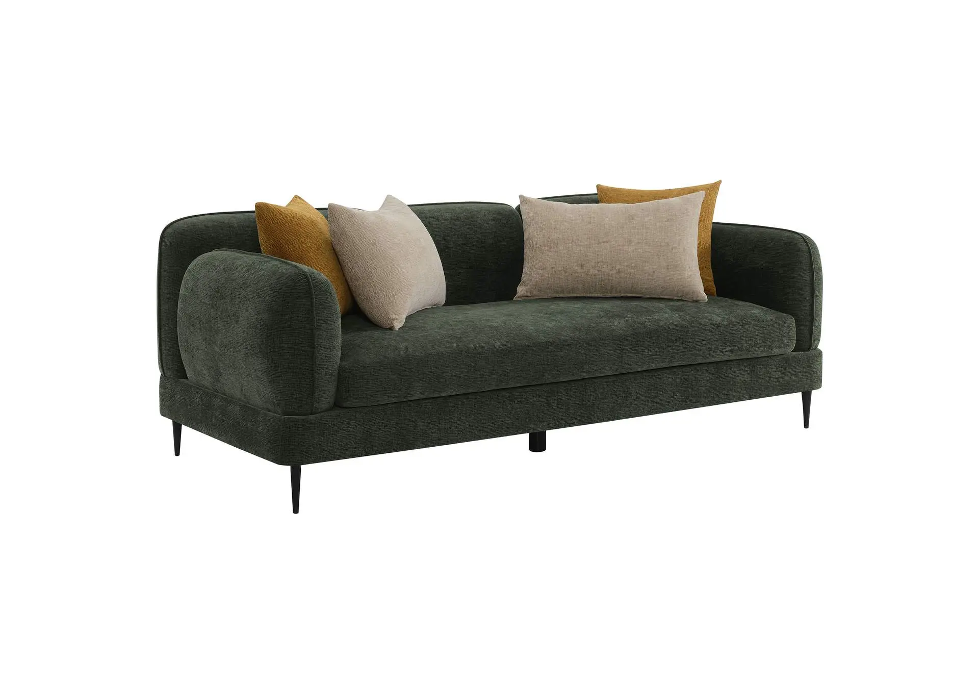 Jade Chenille Upholstered Modern Track Arm Sofa Green