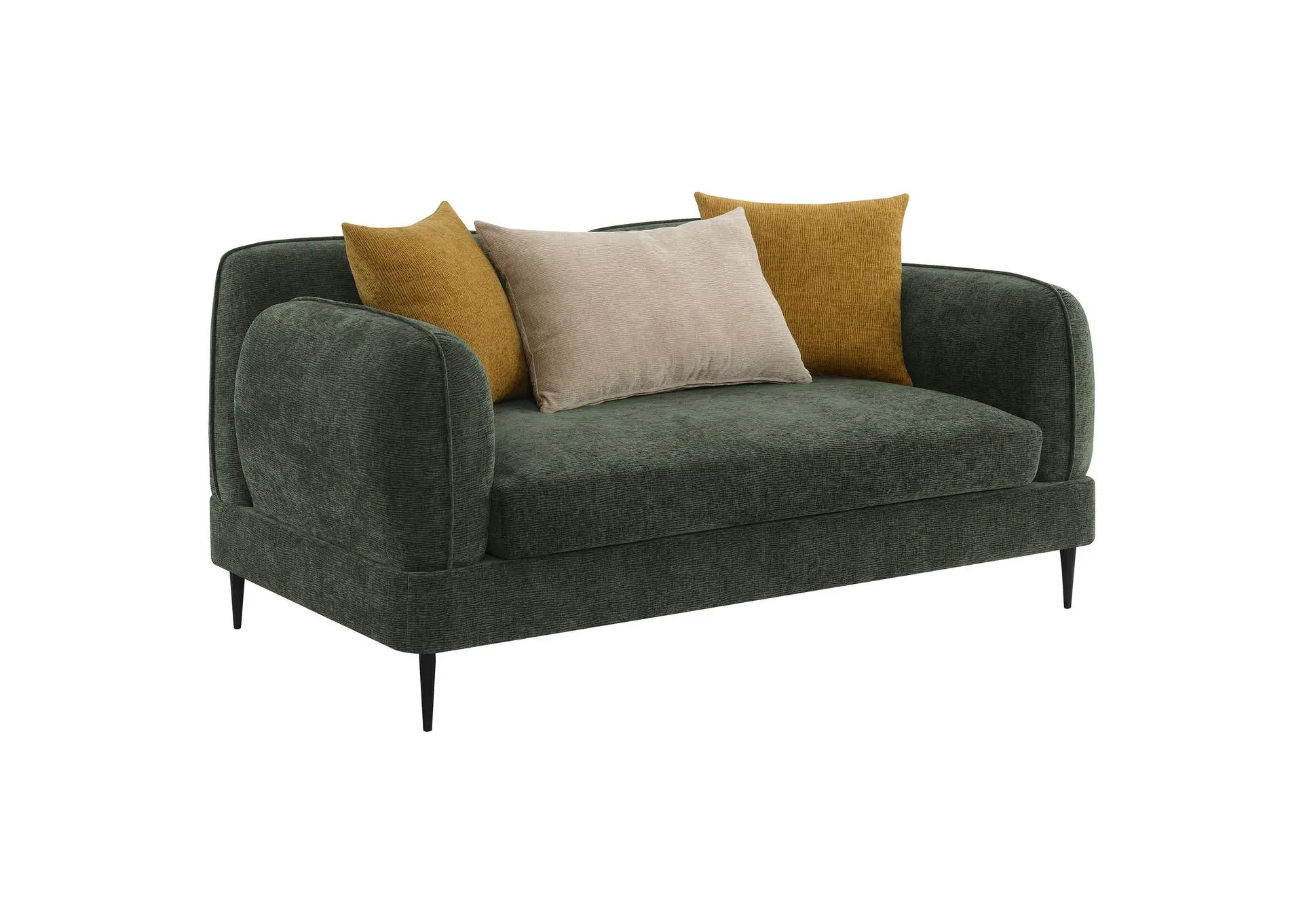 Jade Chenille Upholstered Modern Track Arm Loveseat Green
