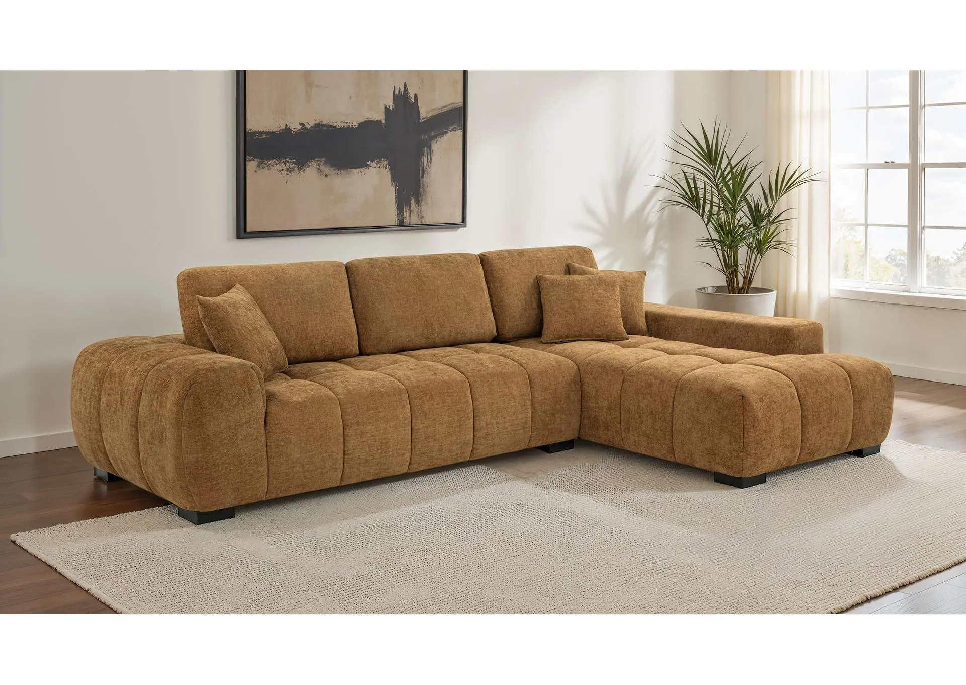 Octavia Upholstered Sectional Chaise Sofa Amber