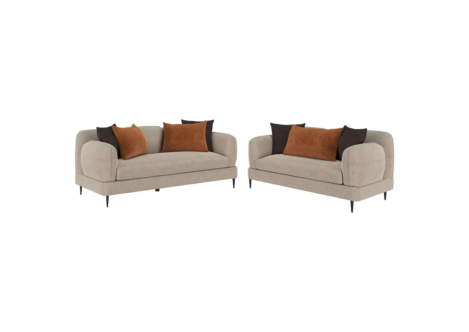 Jade 2-piece Chenille Upholstered Sofa Set Latte