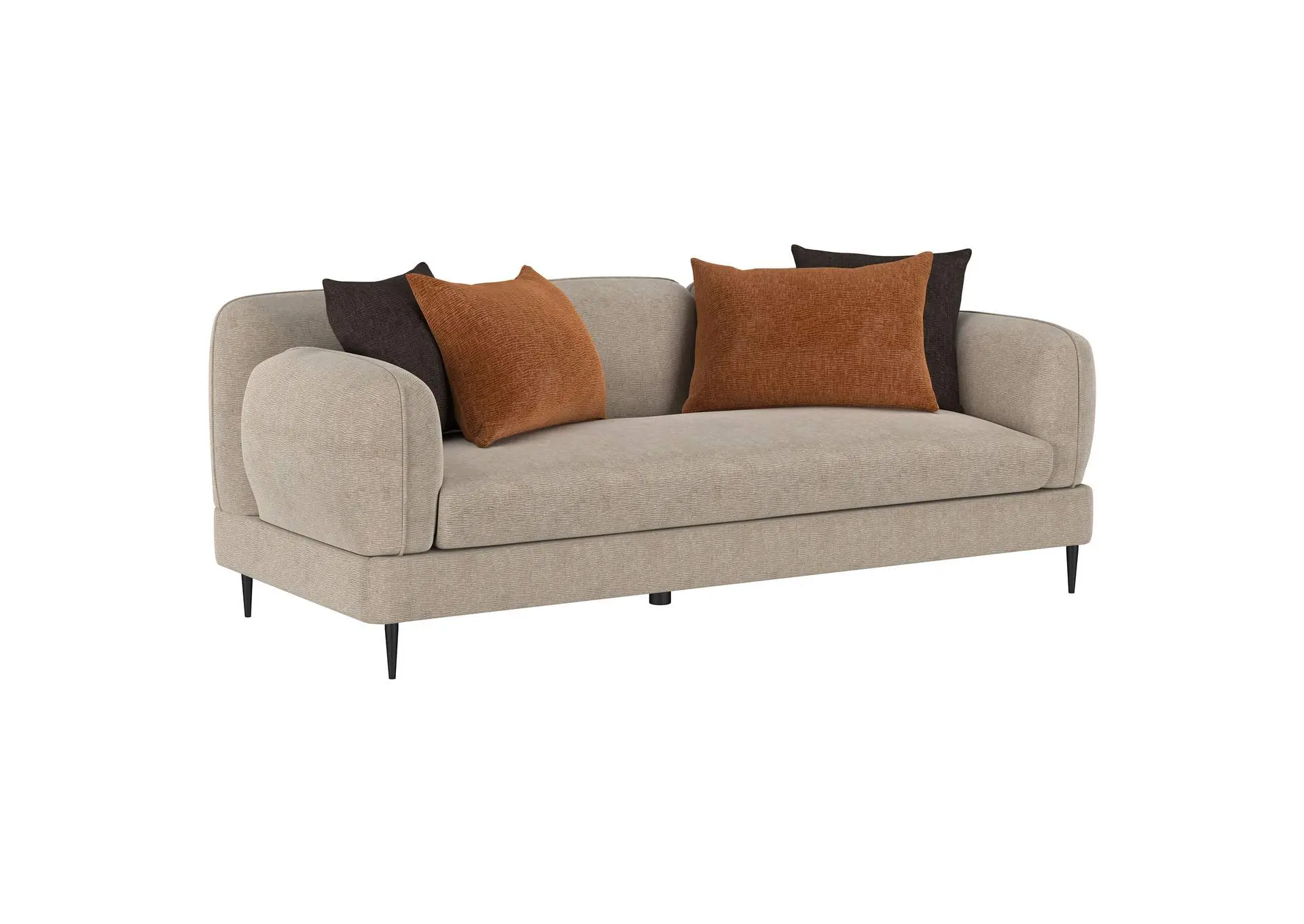Jade Chenille Upholstered Sculpted Track Arm Sofa Latte