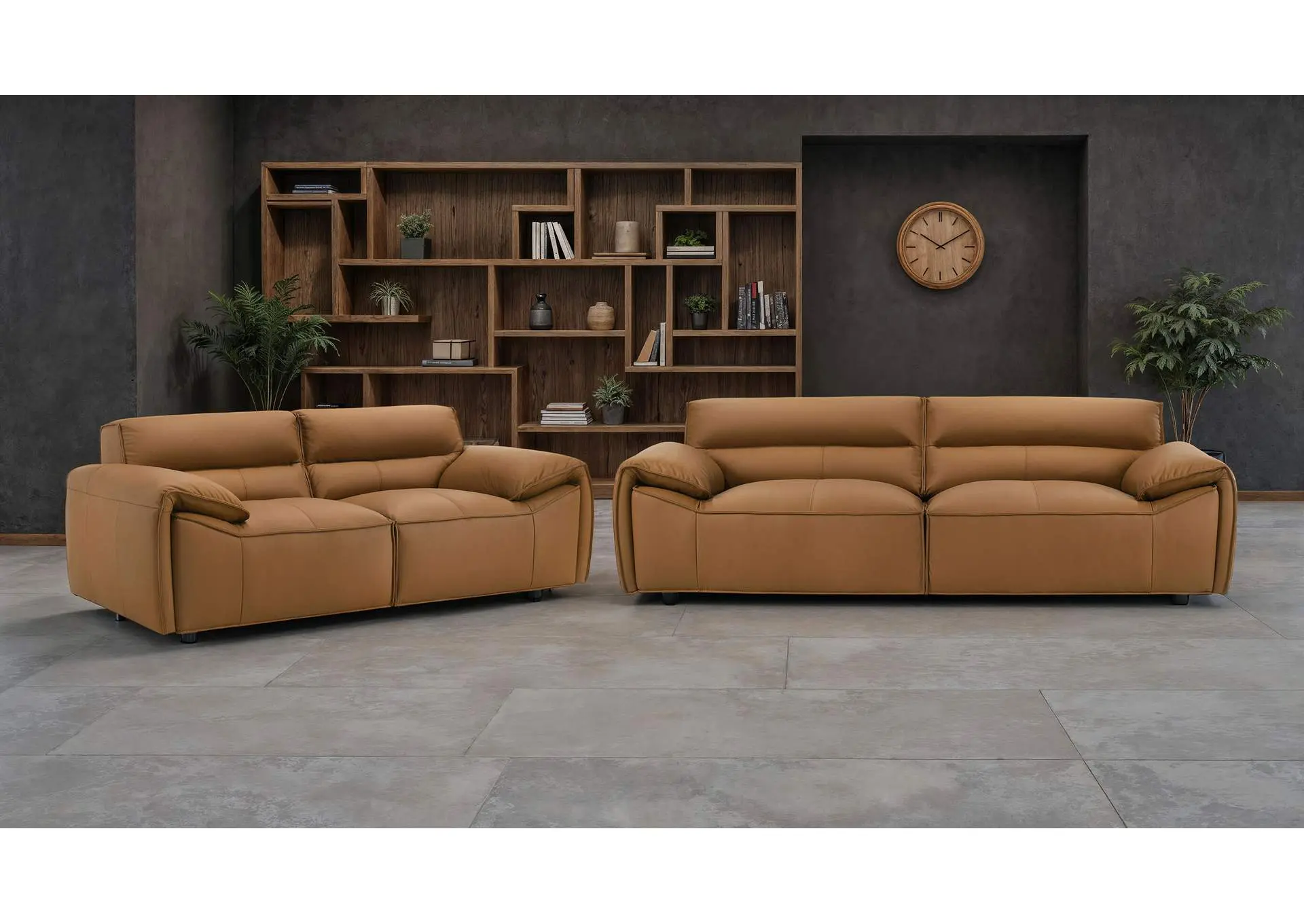 Buxton 2-piece Leather Upholstered Sofa Set Orange