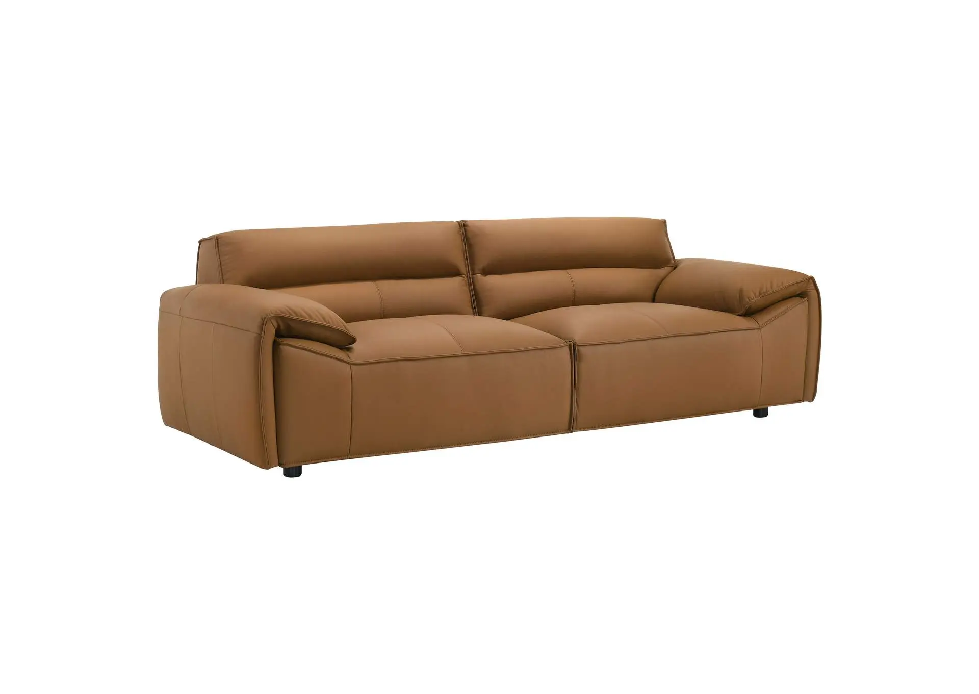 Buxton Top Grain Leather Upholstered Sofa Orange