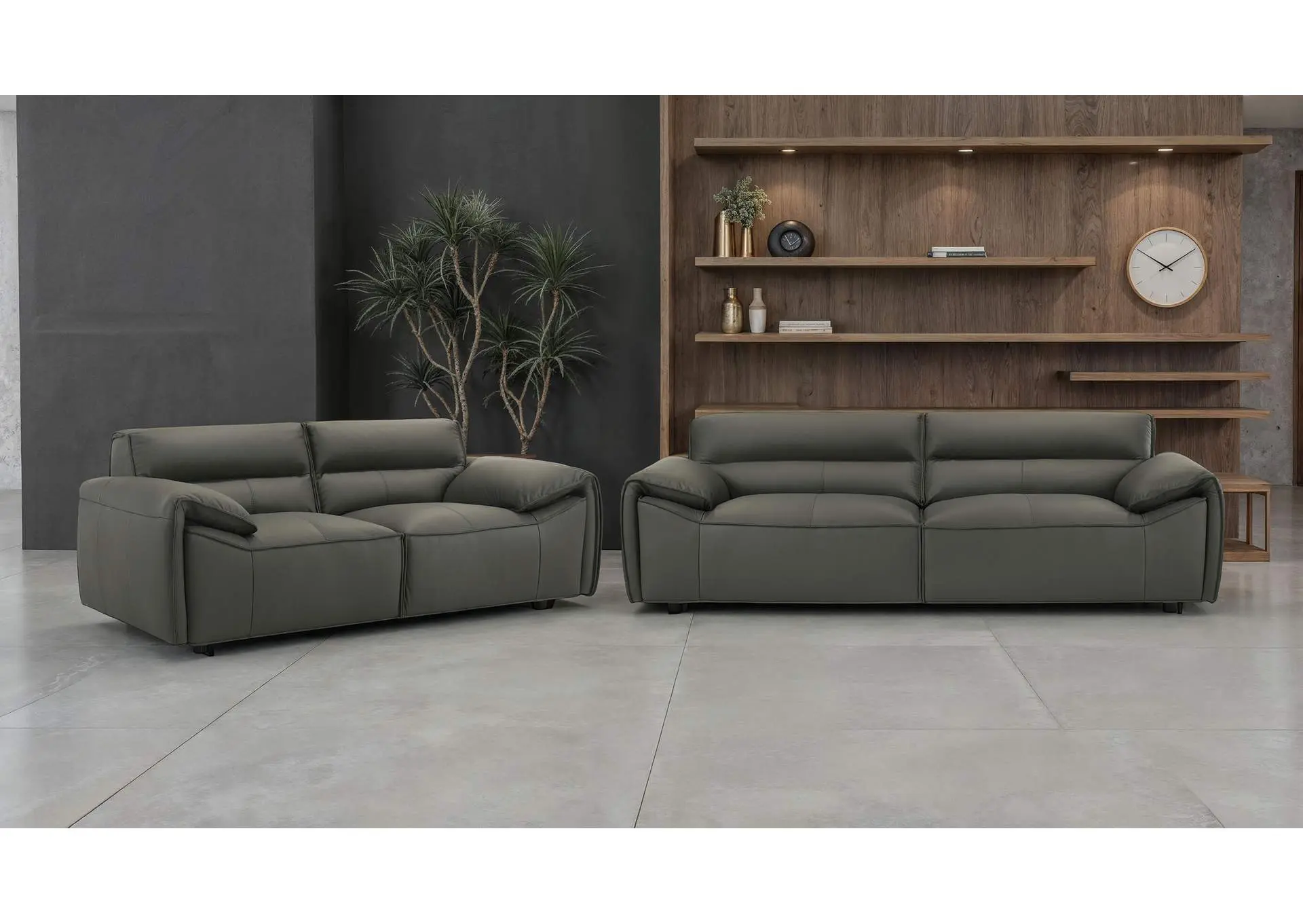 Buxton 2-piece Leather Upholstered Sofa Set Graphite