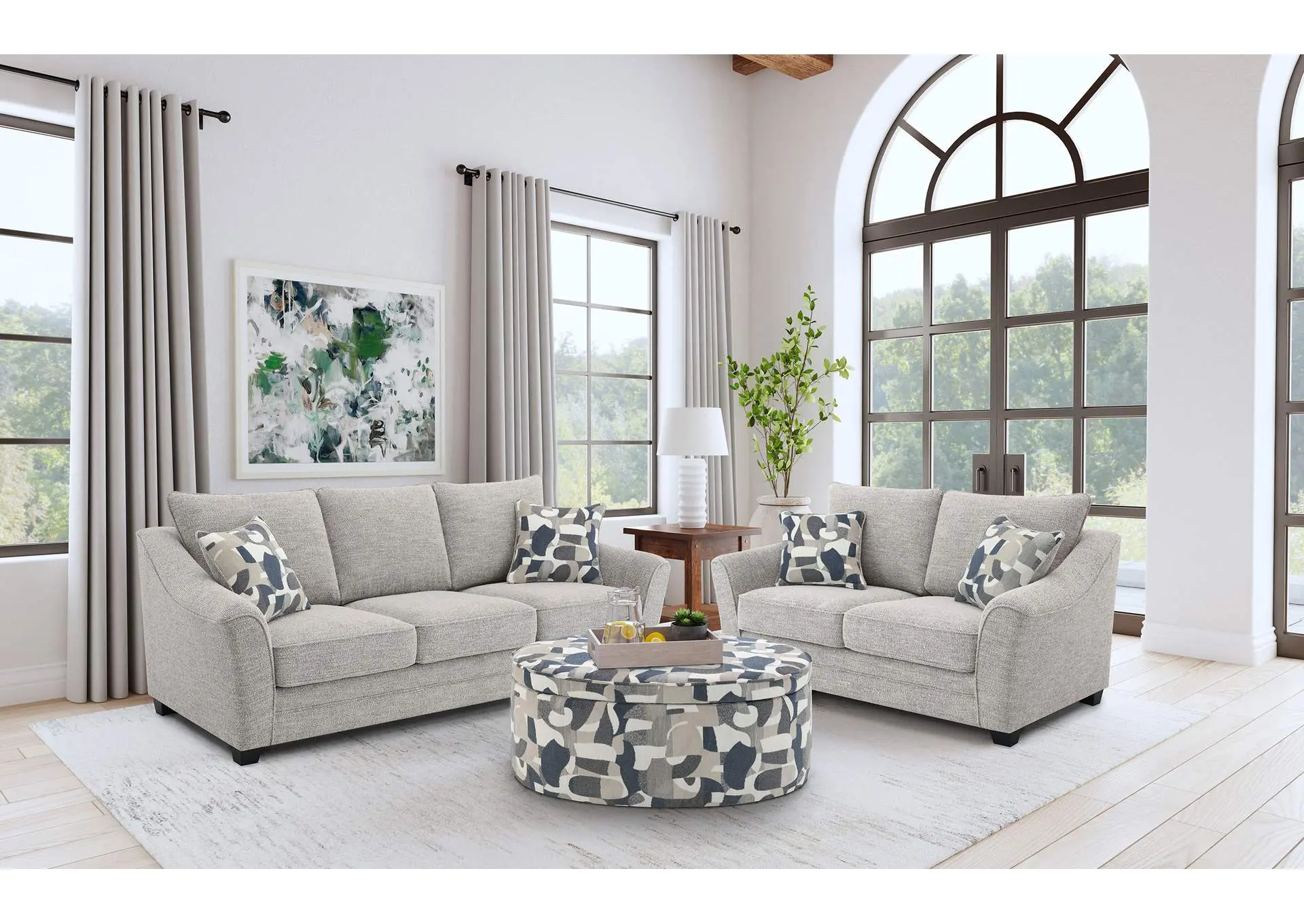 Tomkins 2-piece Boucle Upholstered Sofa Set Light Grey