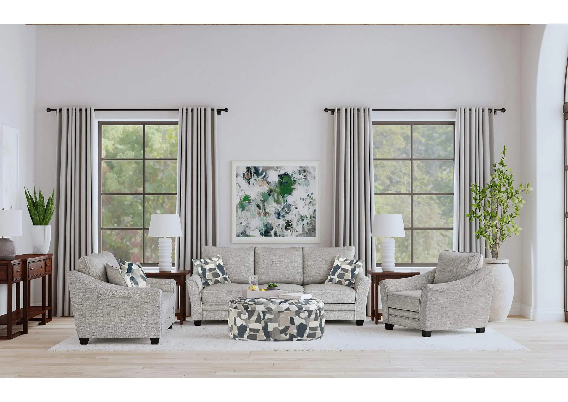 Tomkins 3-piece Boucle Upholstered Sofa Set Light Grey