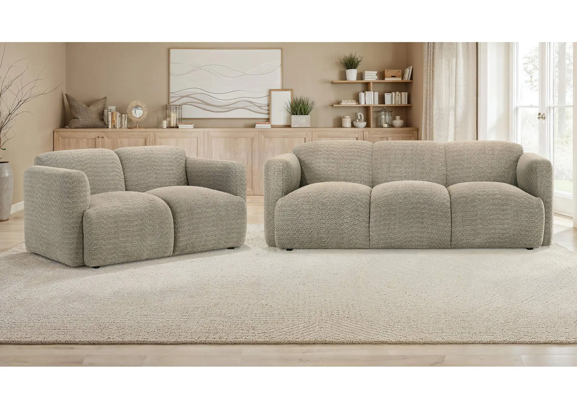 Dorset 2-piece Upholstered Round Track Arm Sofa Set Brown