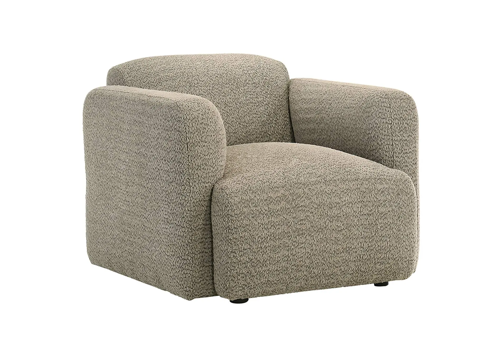 Dorset Fabric Upholstered Round Track Arm Accent Chair Brown
