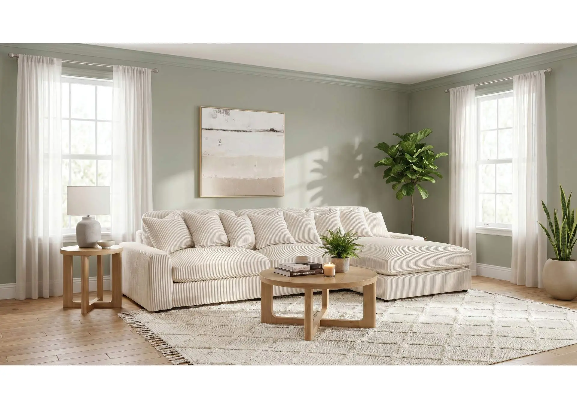 Blaine Upholstered Reversible Chaise Sectional Sofa Sand