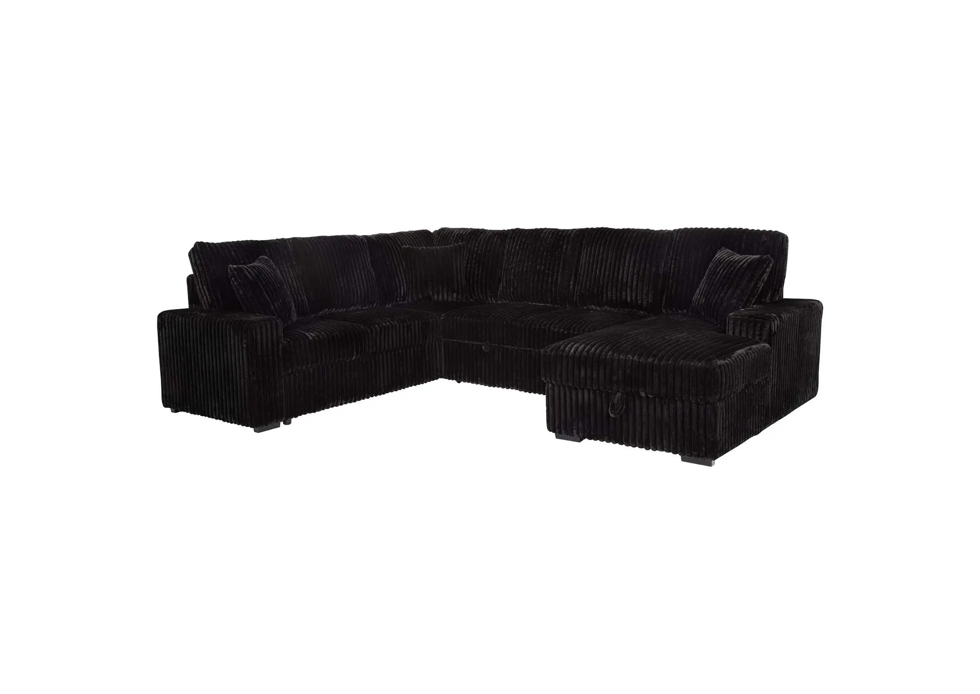 Devonshire Sleeper Sectional Sofa Storage Chaise Black