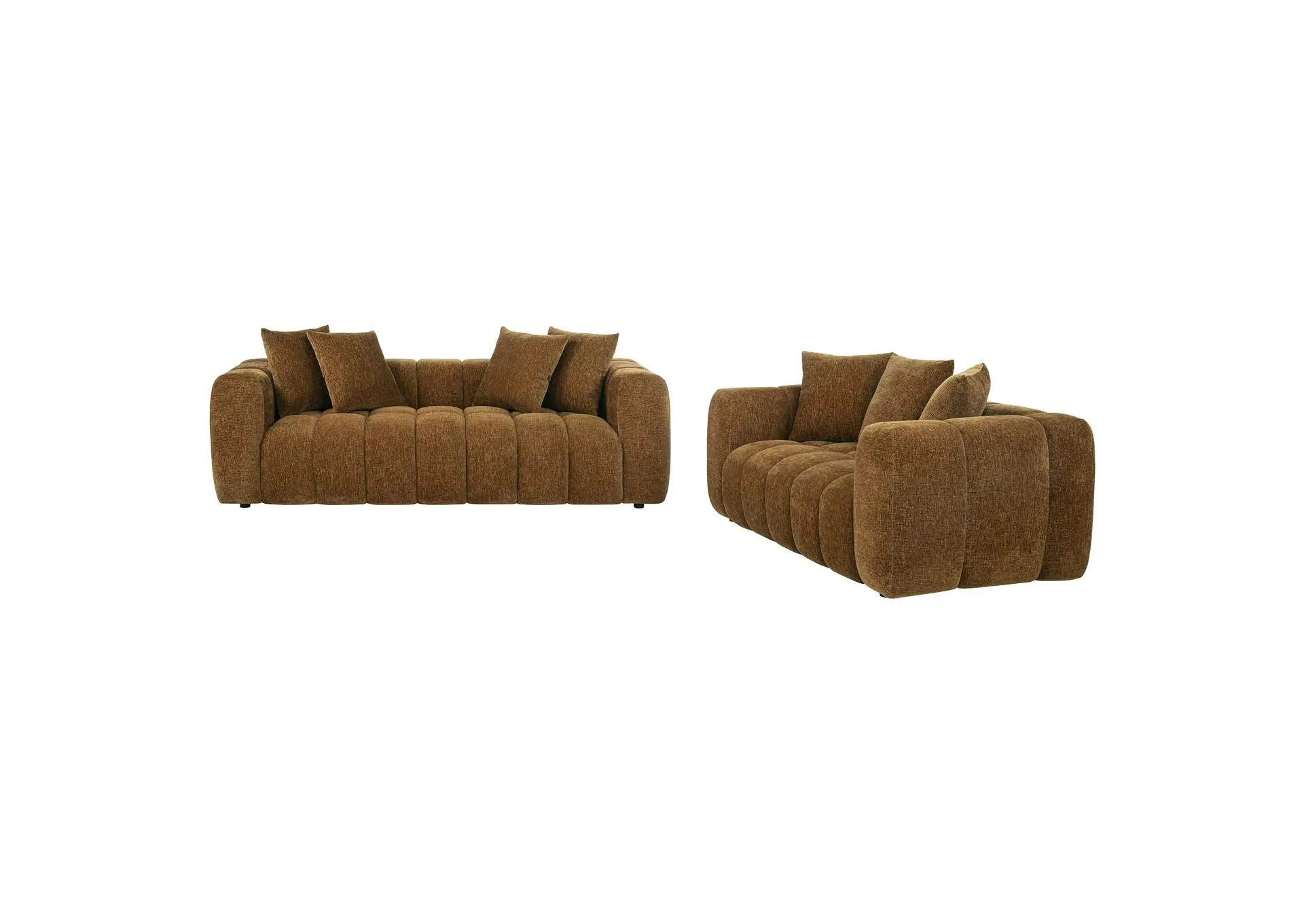 Lazaro 2-piece Fabric Upholstered Wide Channel Sofa Set Bronze