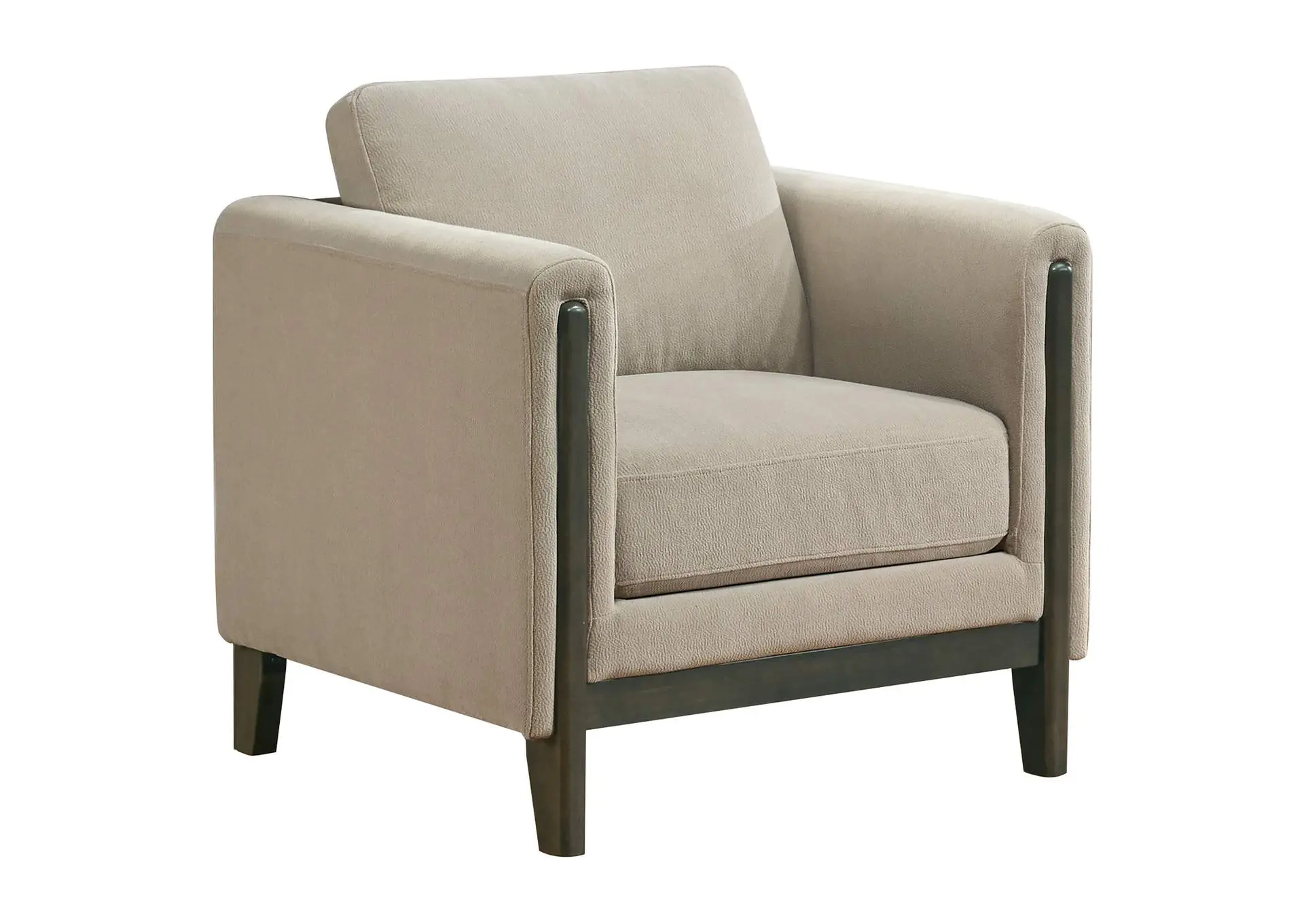 Islington Fabric Upholstered Panel Arm Accent Chair Taupe