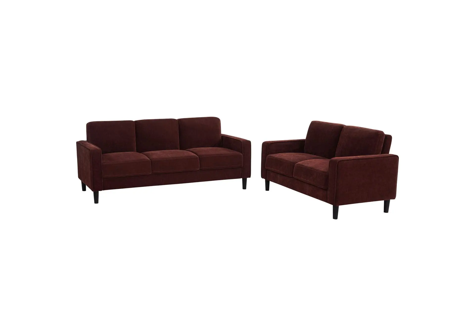 Ruth 2-piece Fabric Upholstered Track Arm Sofa Rust Red