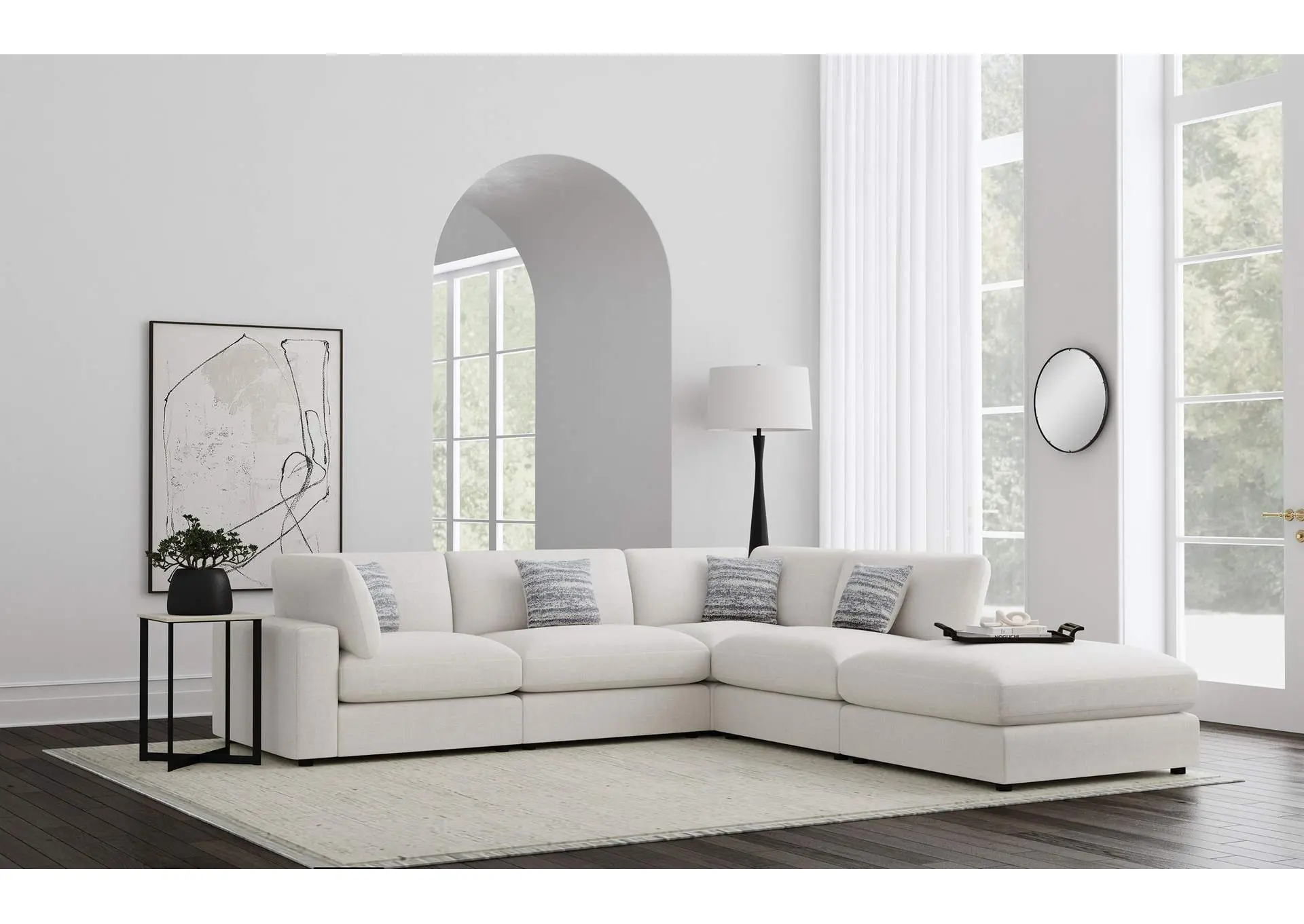 Serene 5-piece Upholstered Modular Sectional Sofa Beige