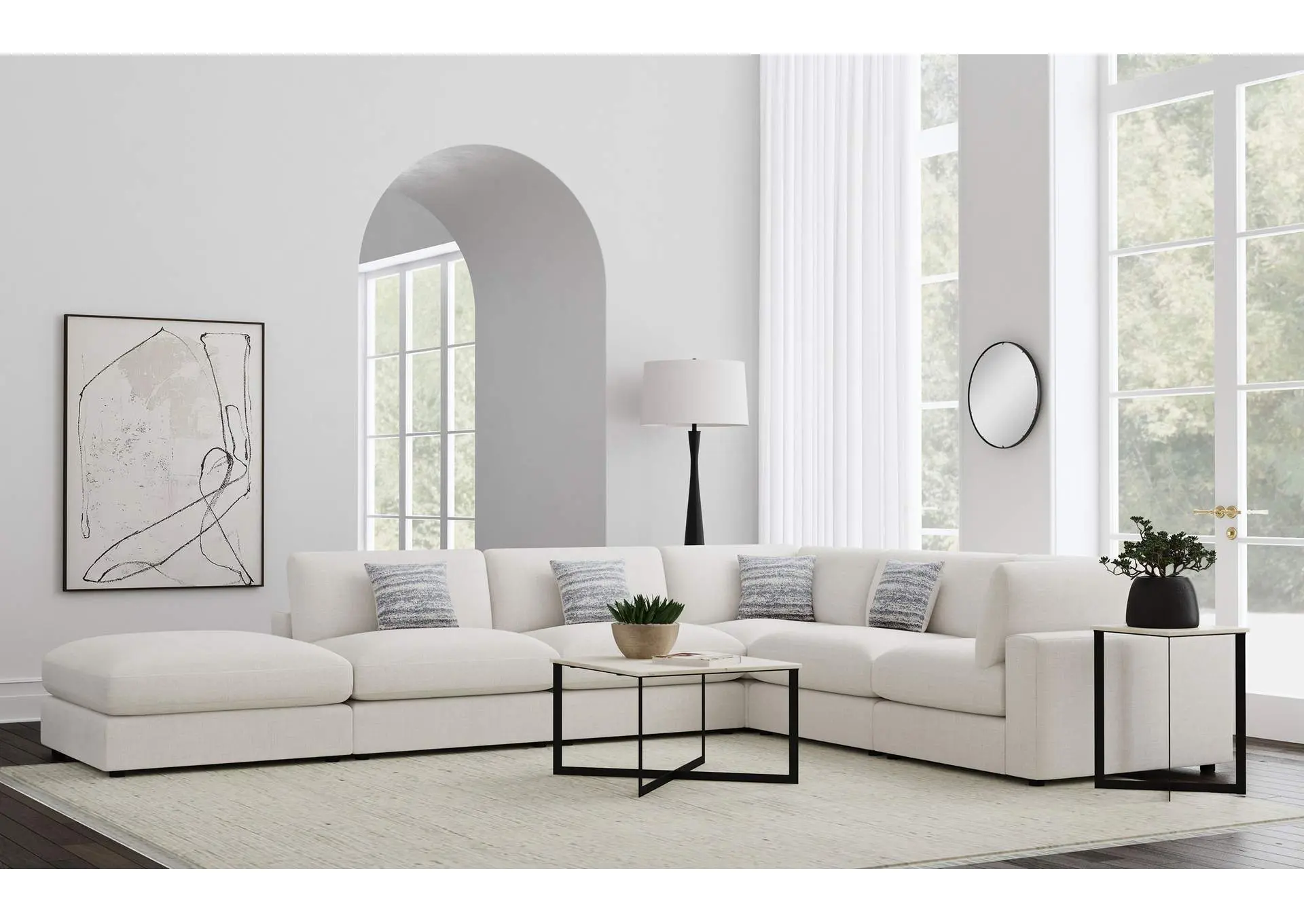 Serene 6-piece Upholstered Modular Sectional Sofa Beige