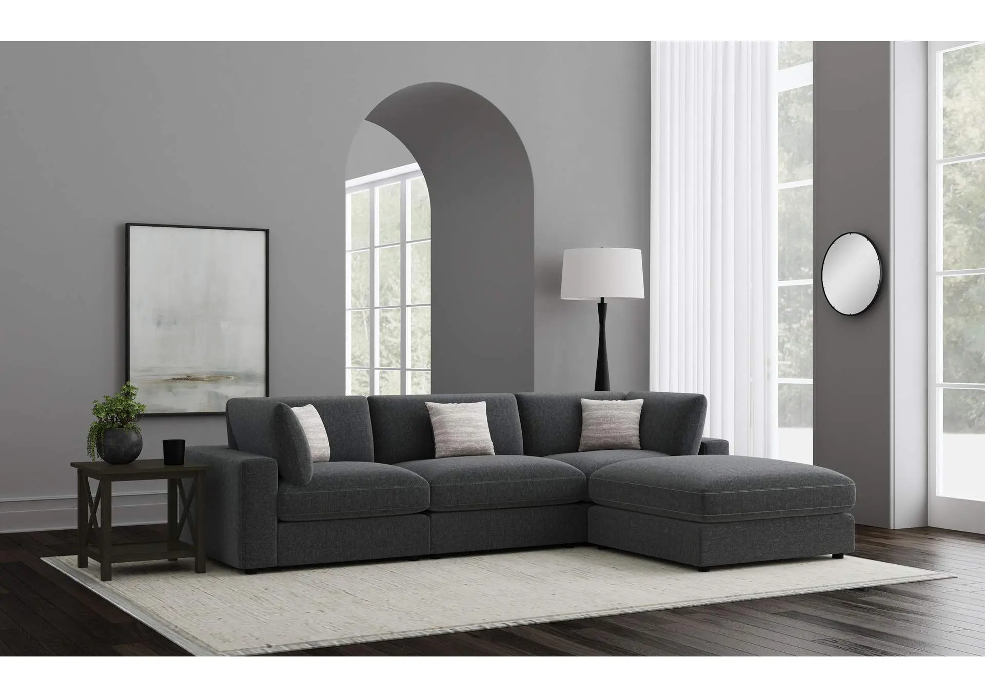 Serene 4-piece Upholstered Modular Sectional Sofa Charcoal