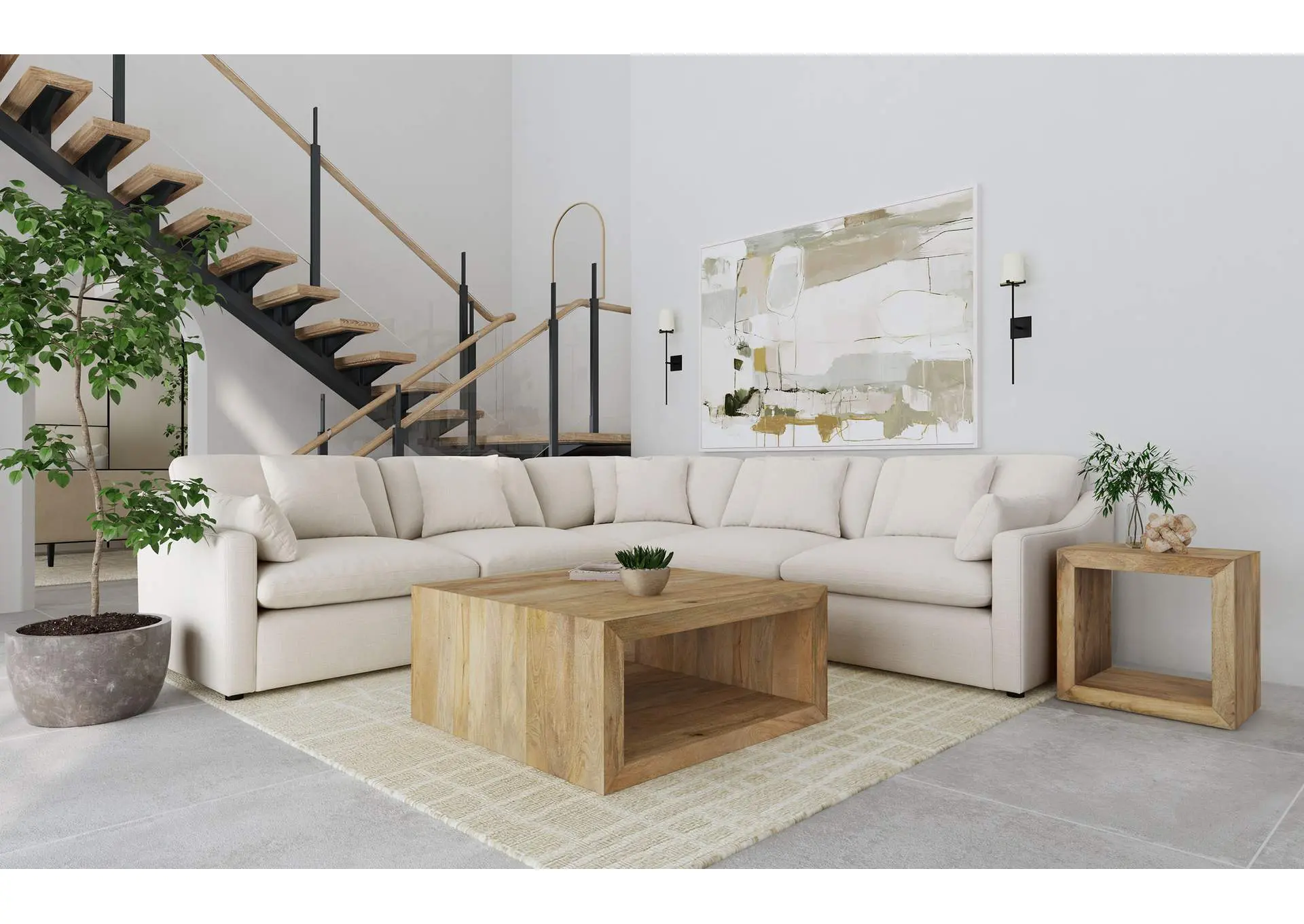 Hobson 5-piece Upholstered Modular Sectional Sofa Ivory