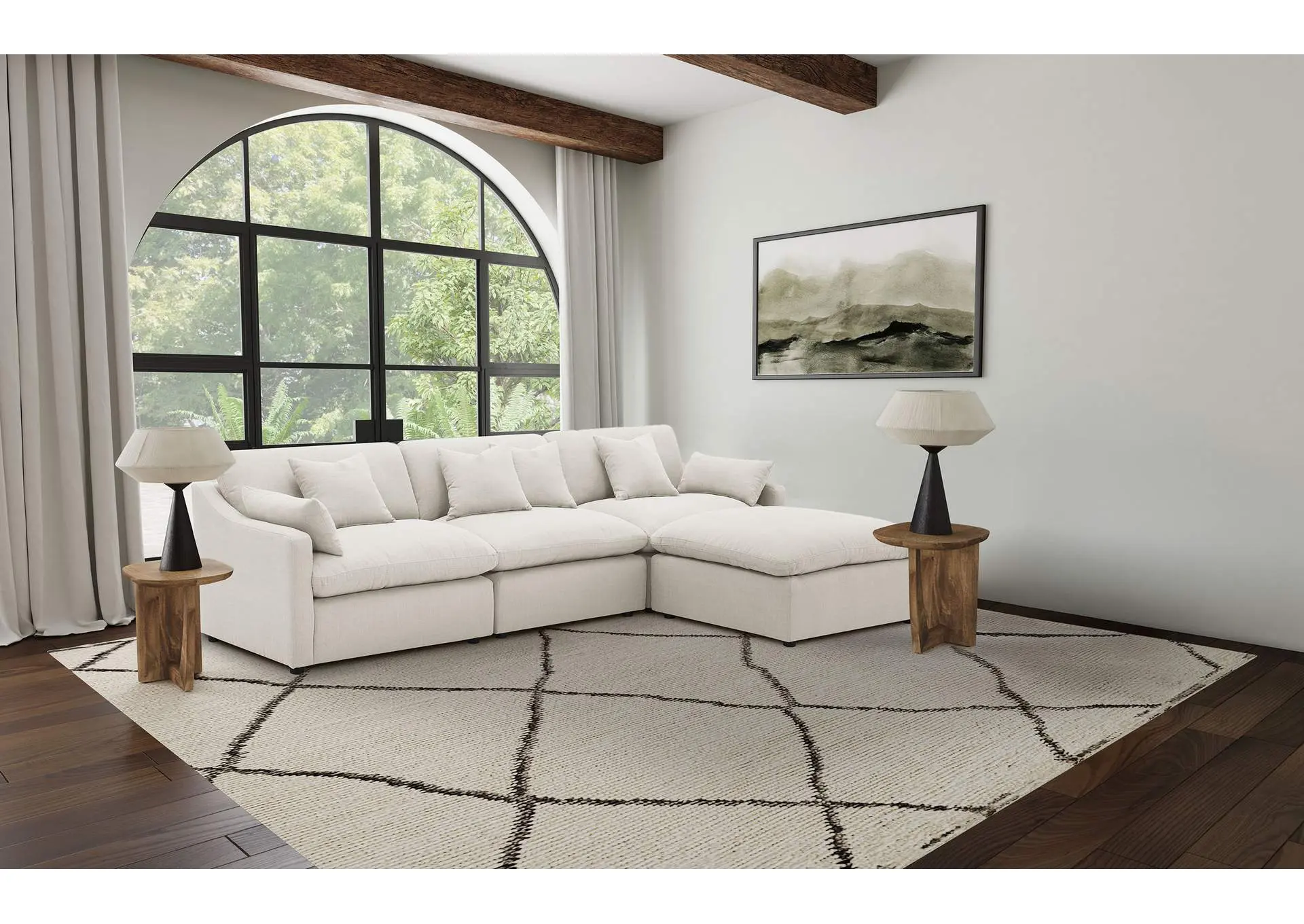 Hobson 4-piece Upholstered Modular Sectional Sofa Ivory