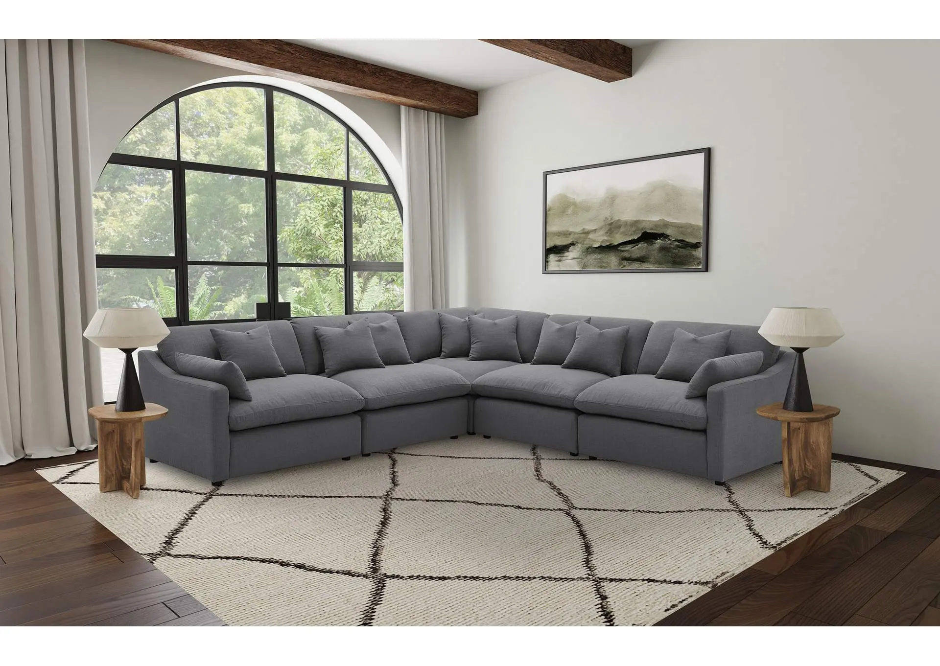 Hobson 5-piece Upholstered Modular Sectional Sofa Charcoal