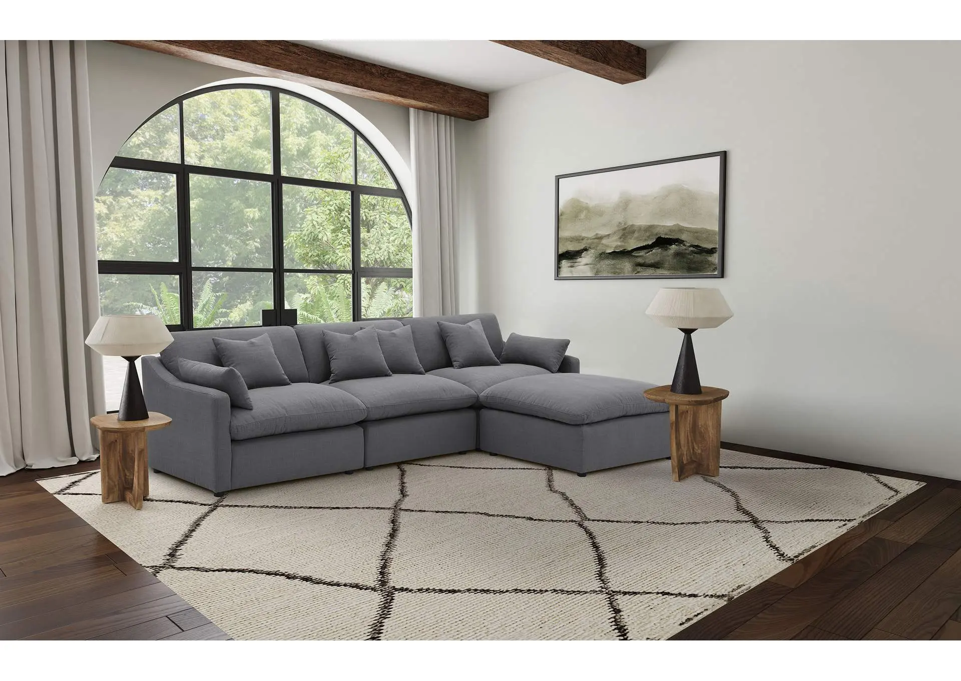 Hobson 4-piece Upholstered Modular Sectional Sofa Charcoal