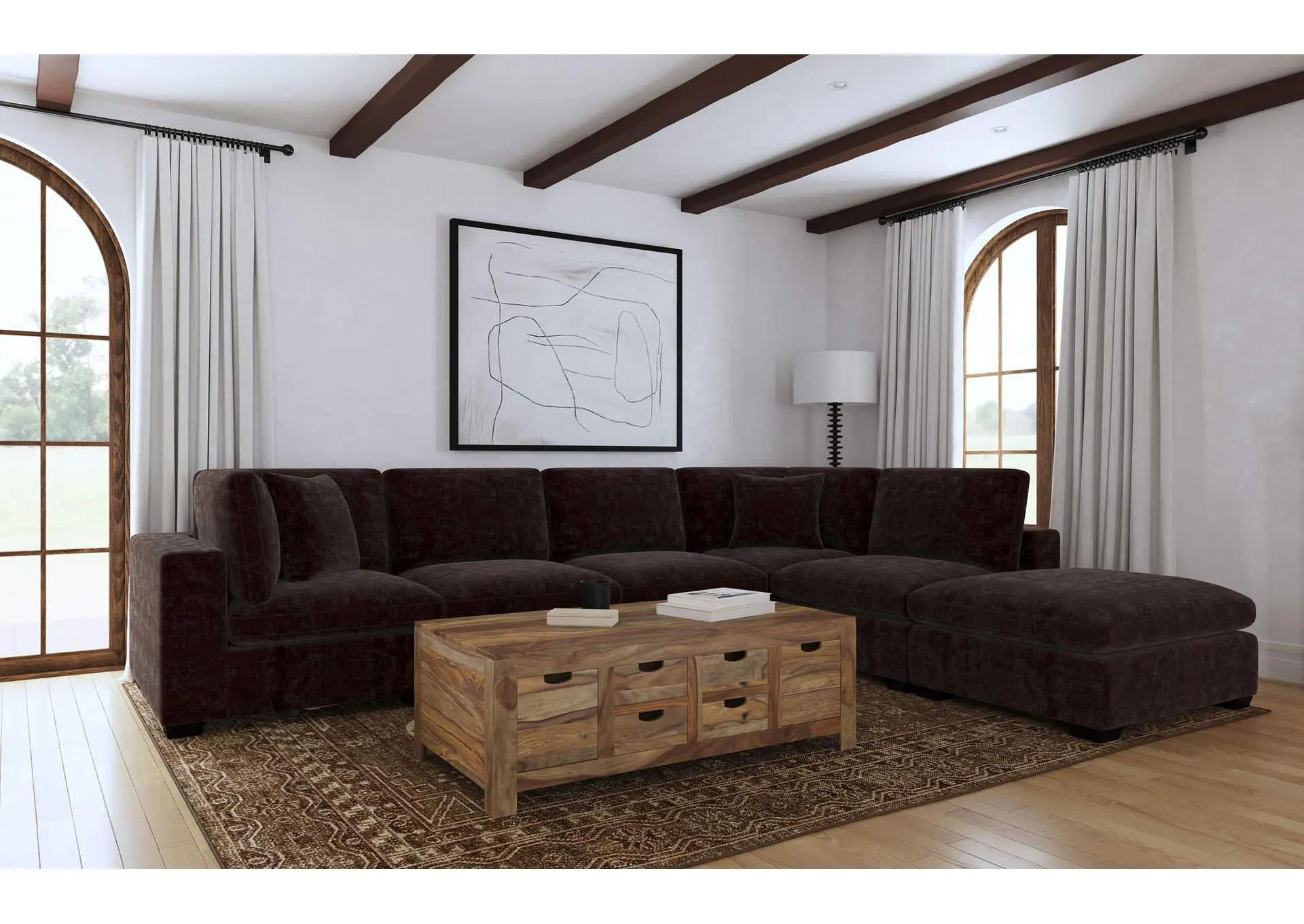 Lakeview 6-piece Upholstered Modular Sectional Chocolate