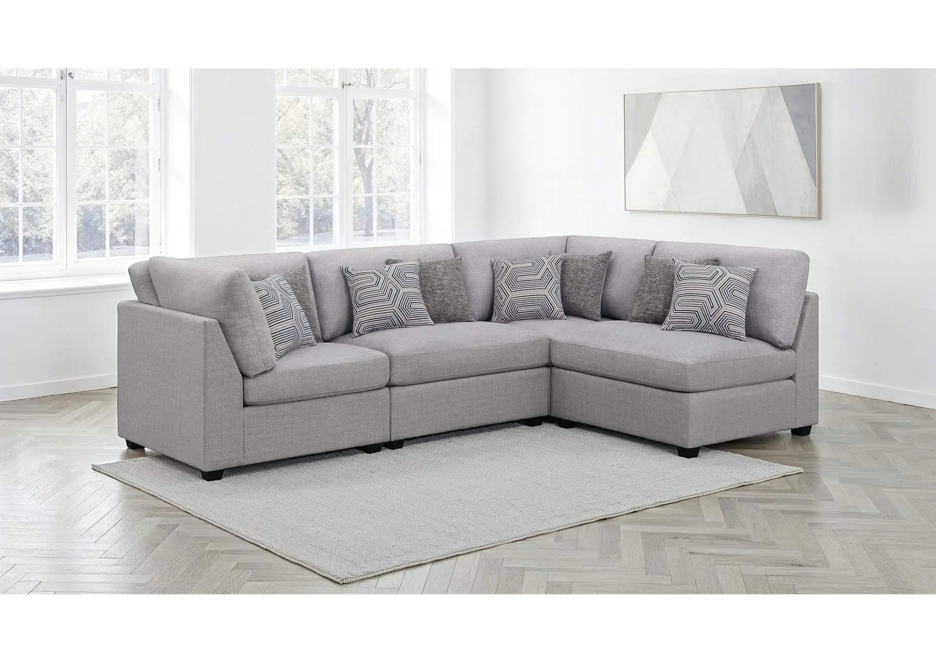 Cambria 4-piece Upholstered Modular Sectional Sofa Grey