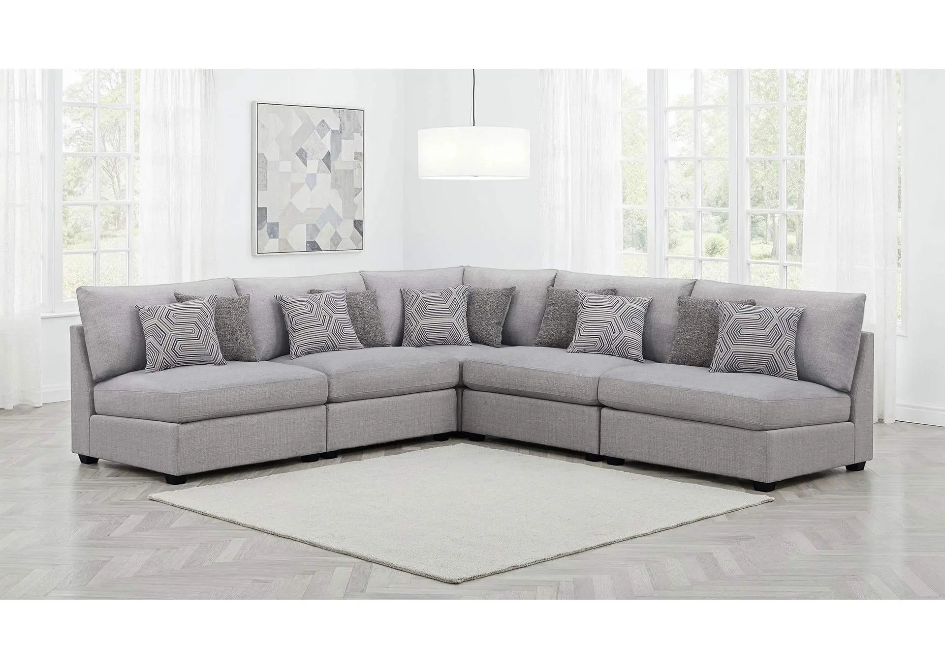 Cambria 5-piece Upholstered Modular Sectional Sofa Grey