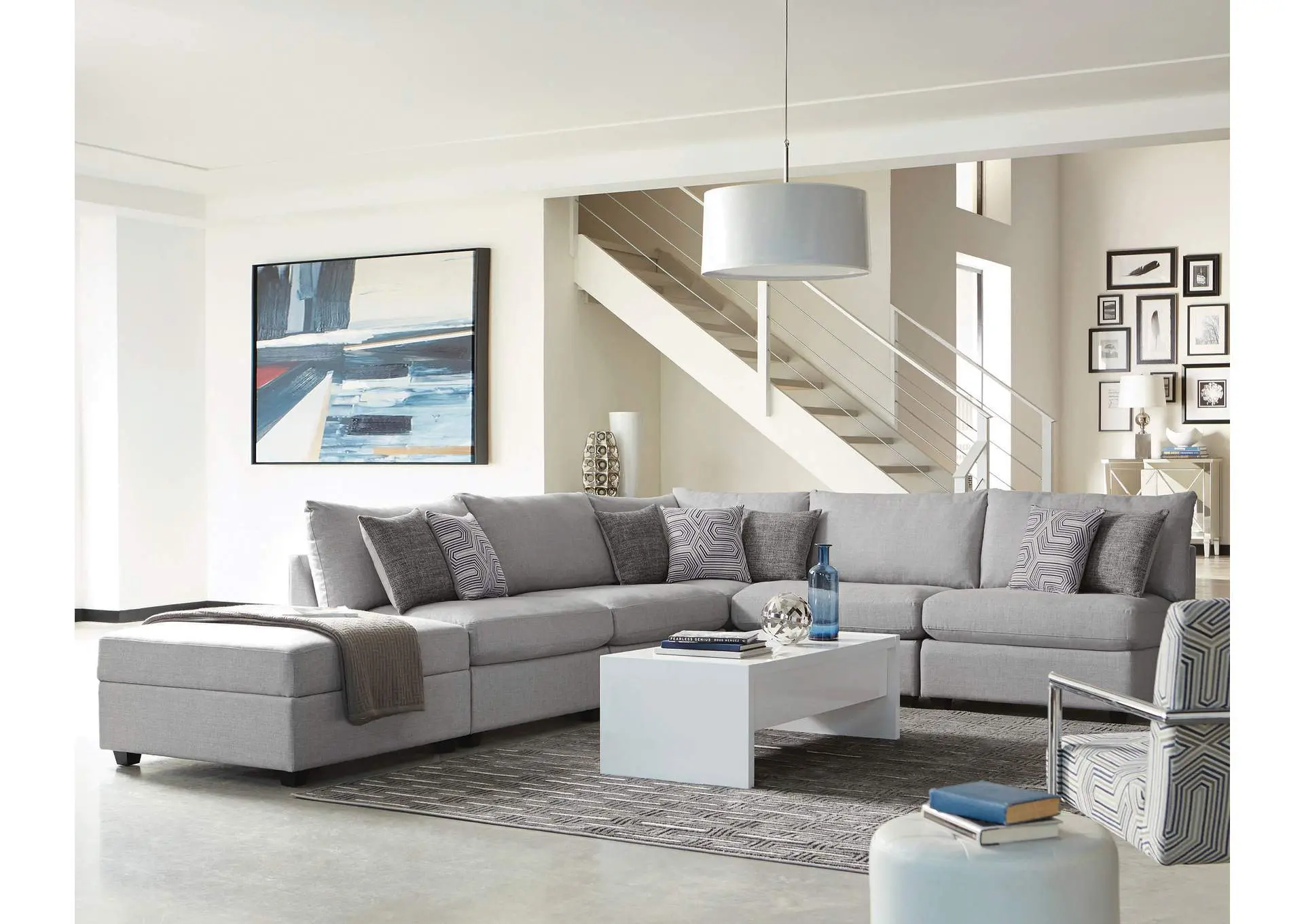 Cambria 6-piece Upholstered Modular Sectional Sofa Grey