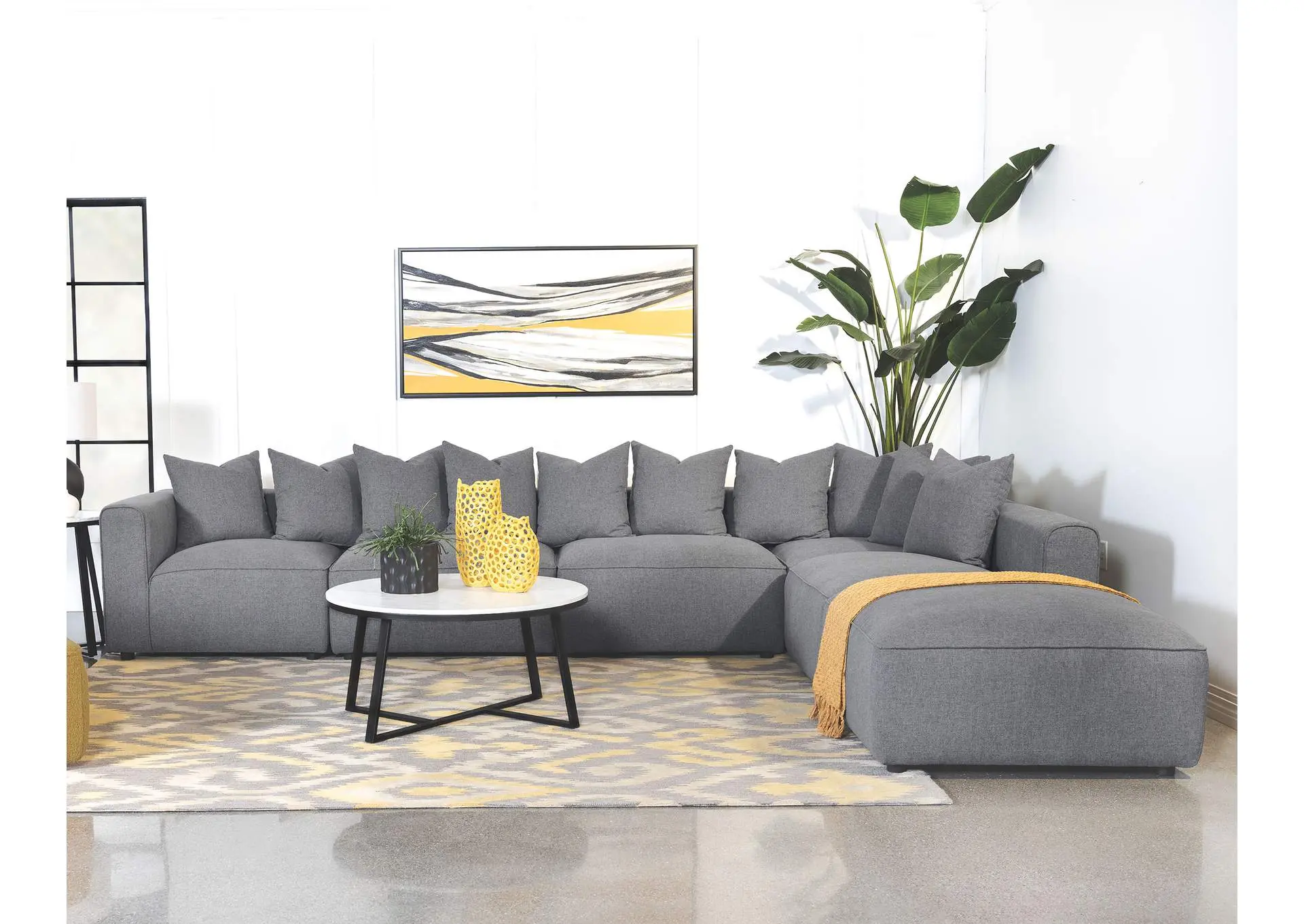 Jennifer 6-piece Upholstered Modular Sectional Grey