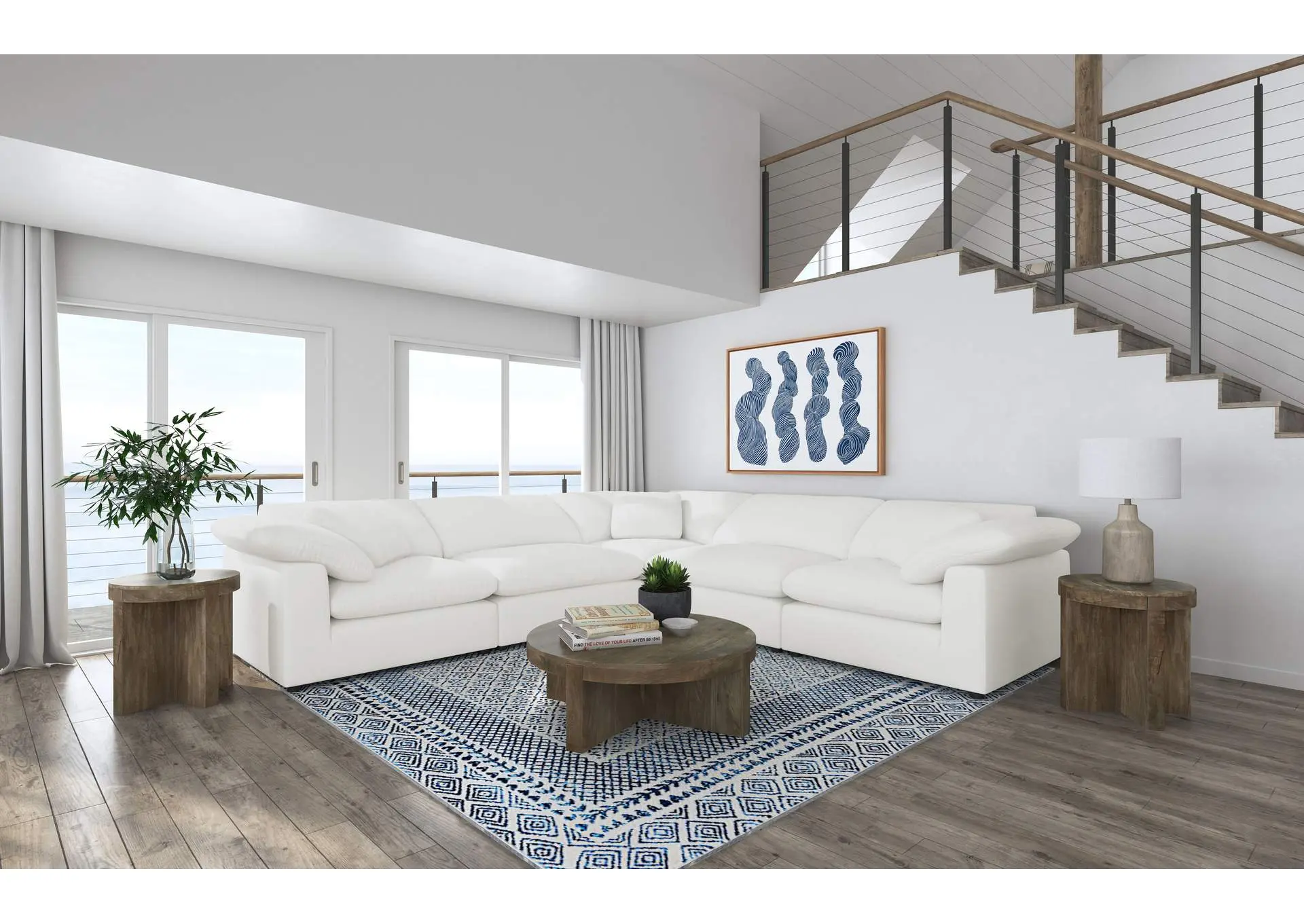 Raleigh 5-piece Boucle Upholstered Modular Sectional Ivory