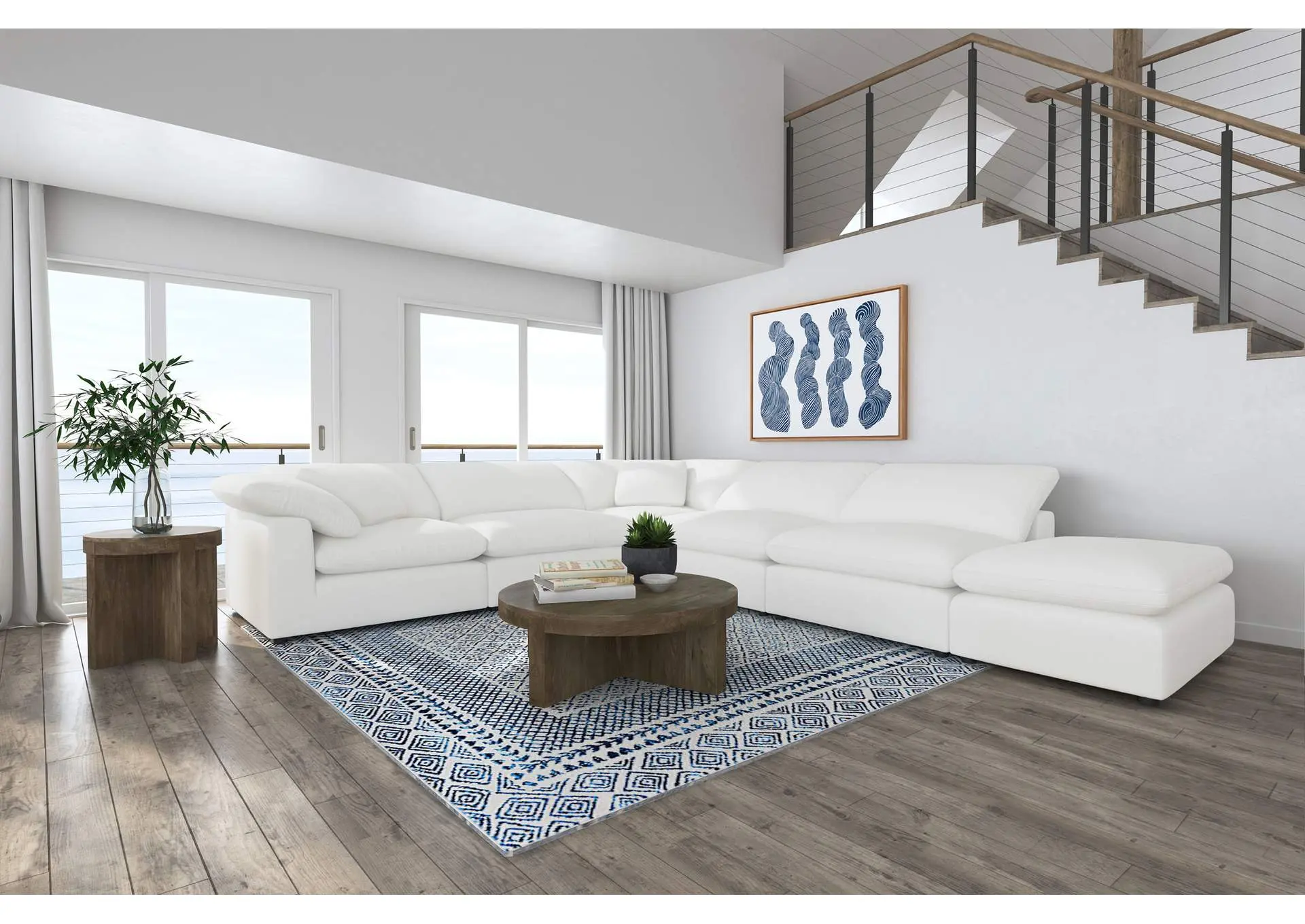 Raleigh 6-piece Boucle Upholstered Modular Sectional Ivory