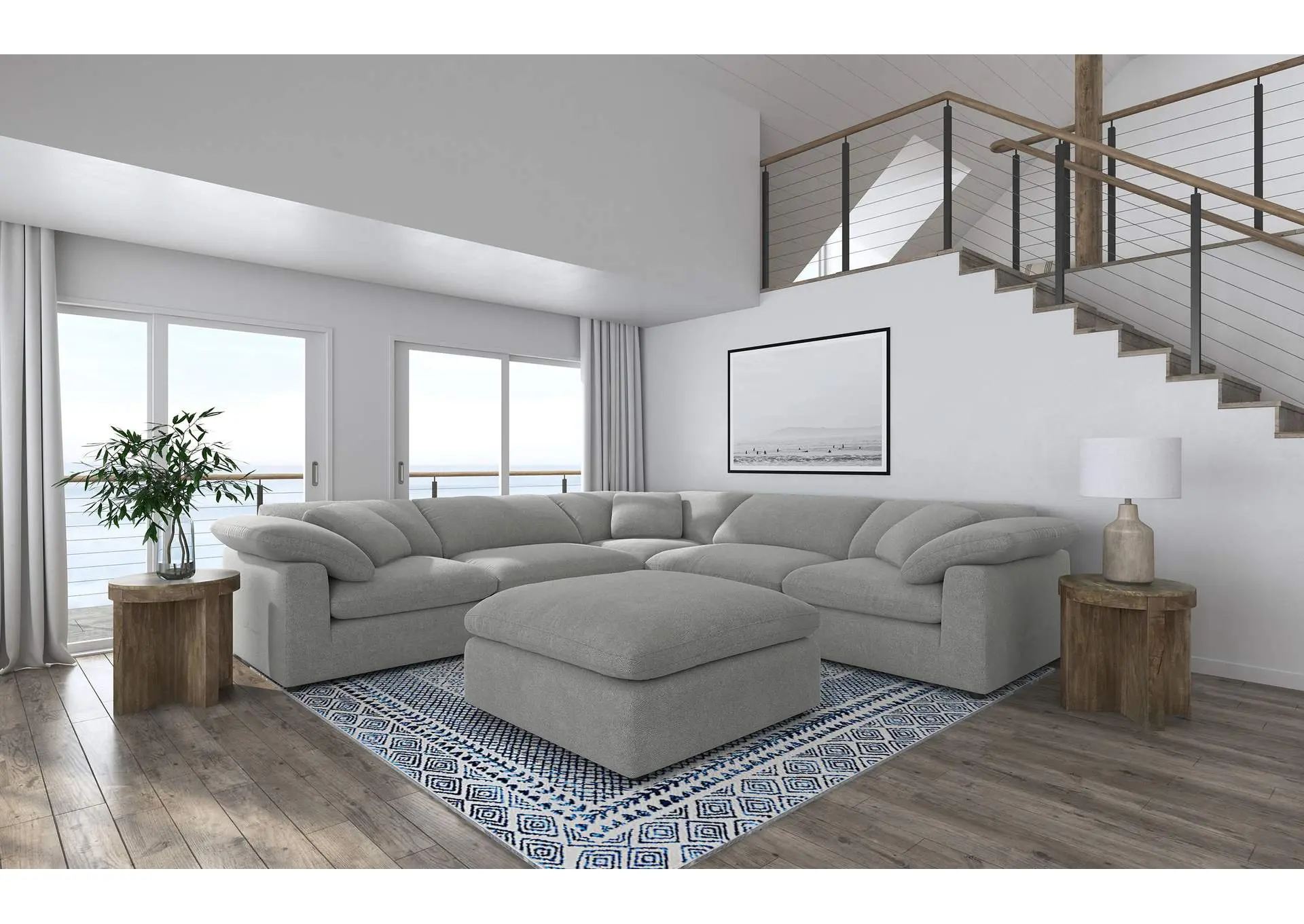 Raleigh 6-piece Boucle Upholstered Modular Sectional Grey