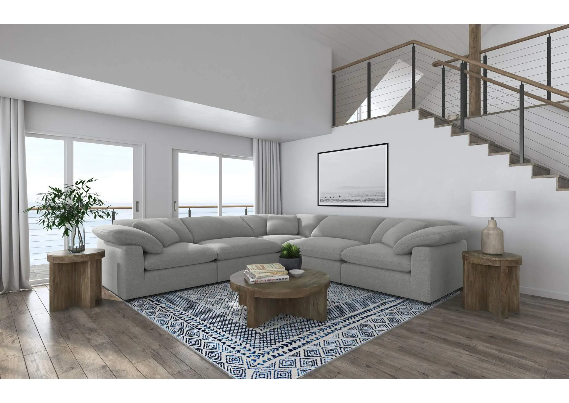 Raleigh 5-piece Boucle Upholstered Modular Sectional Grey