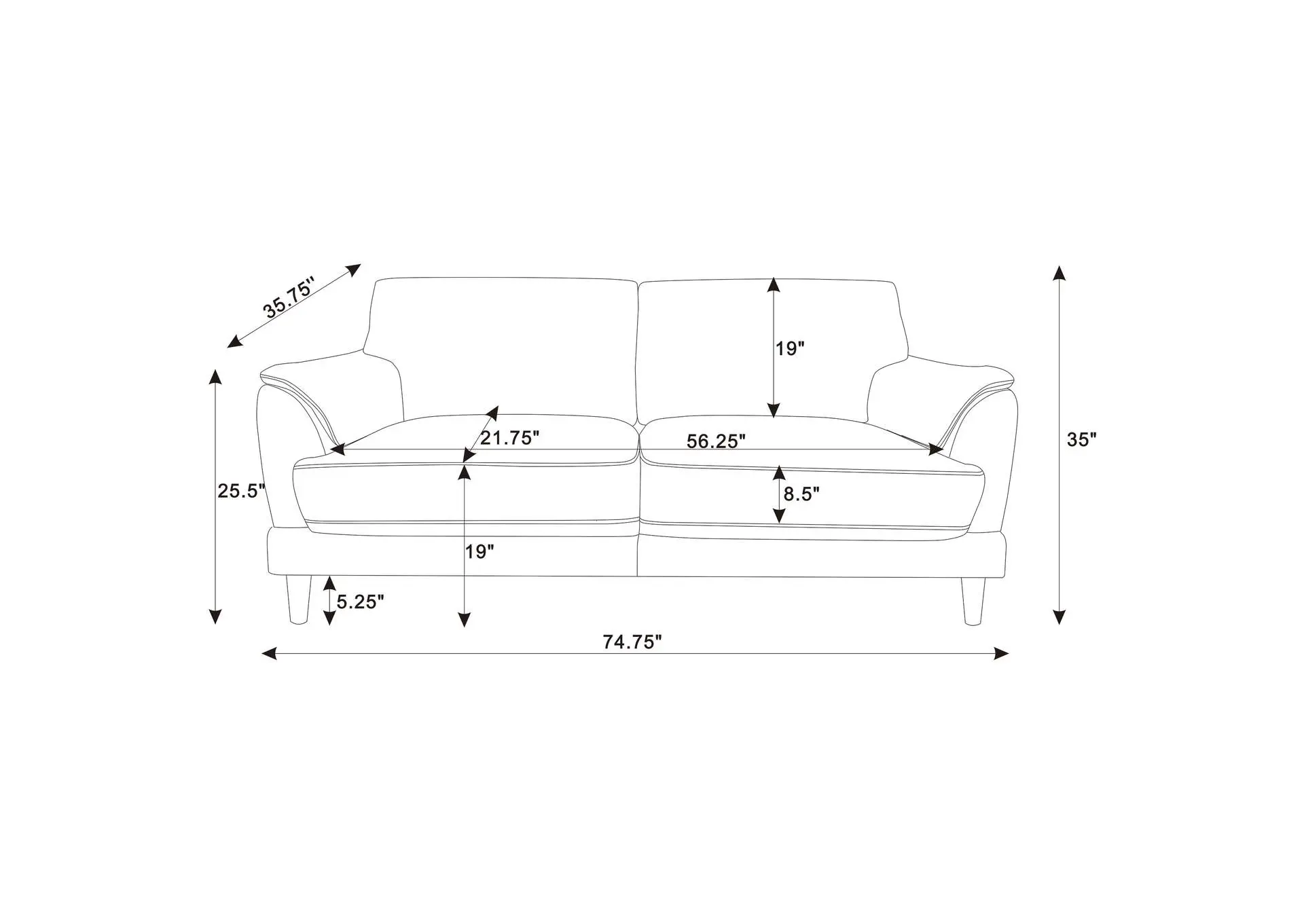 Selma Velvet Upholstered Crescent Arm Sofa Rust — view 12