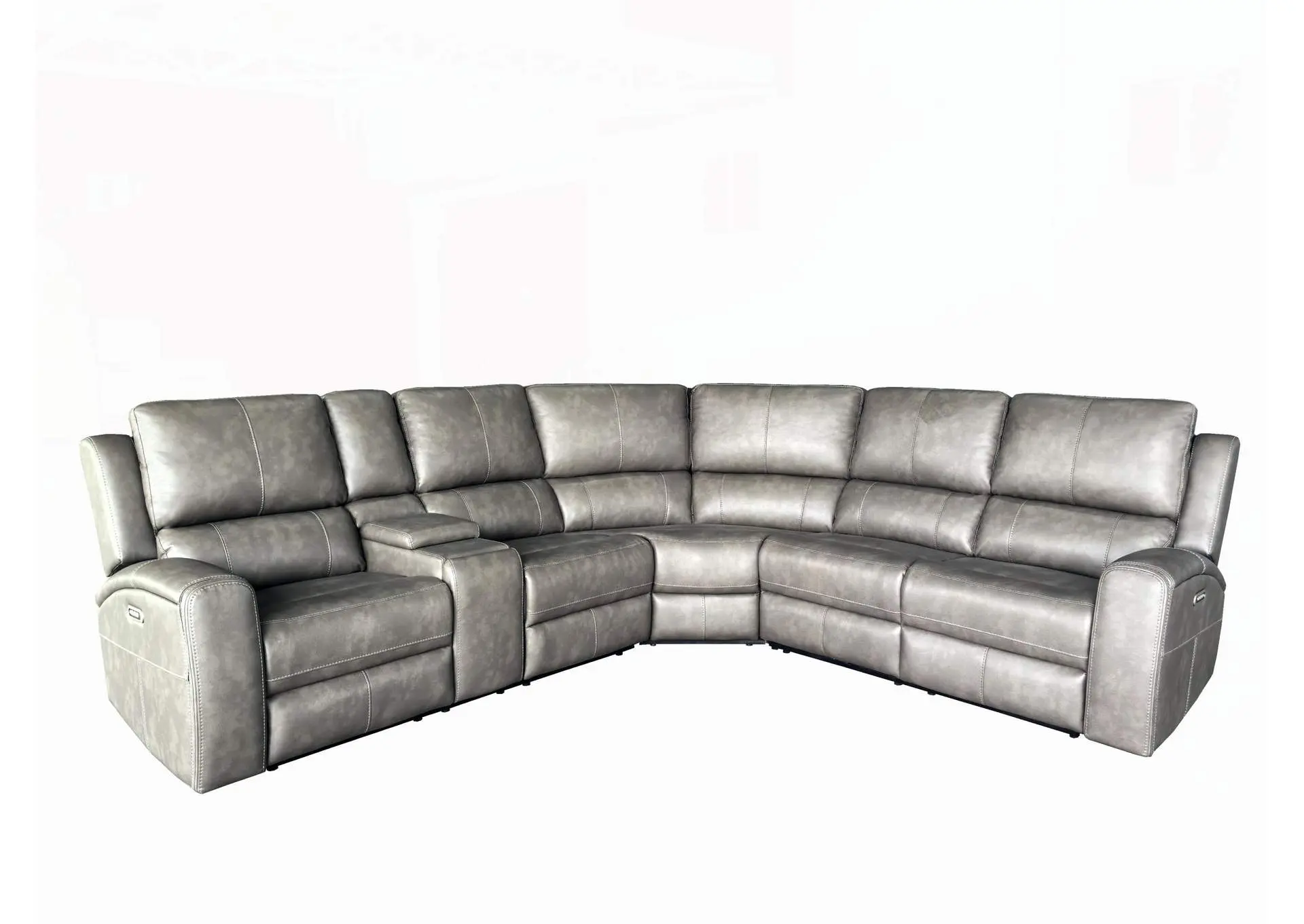 Brickston 3-piece Faux Leather Triple Power Reclining Sectional Charcoal
