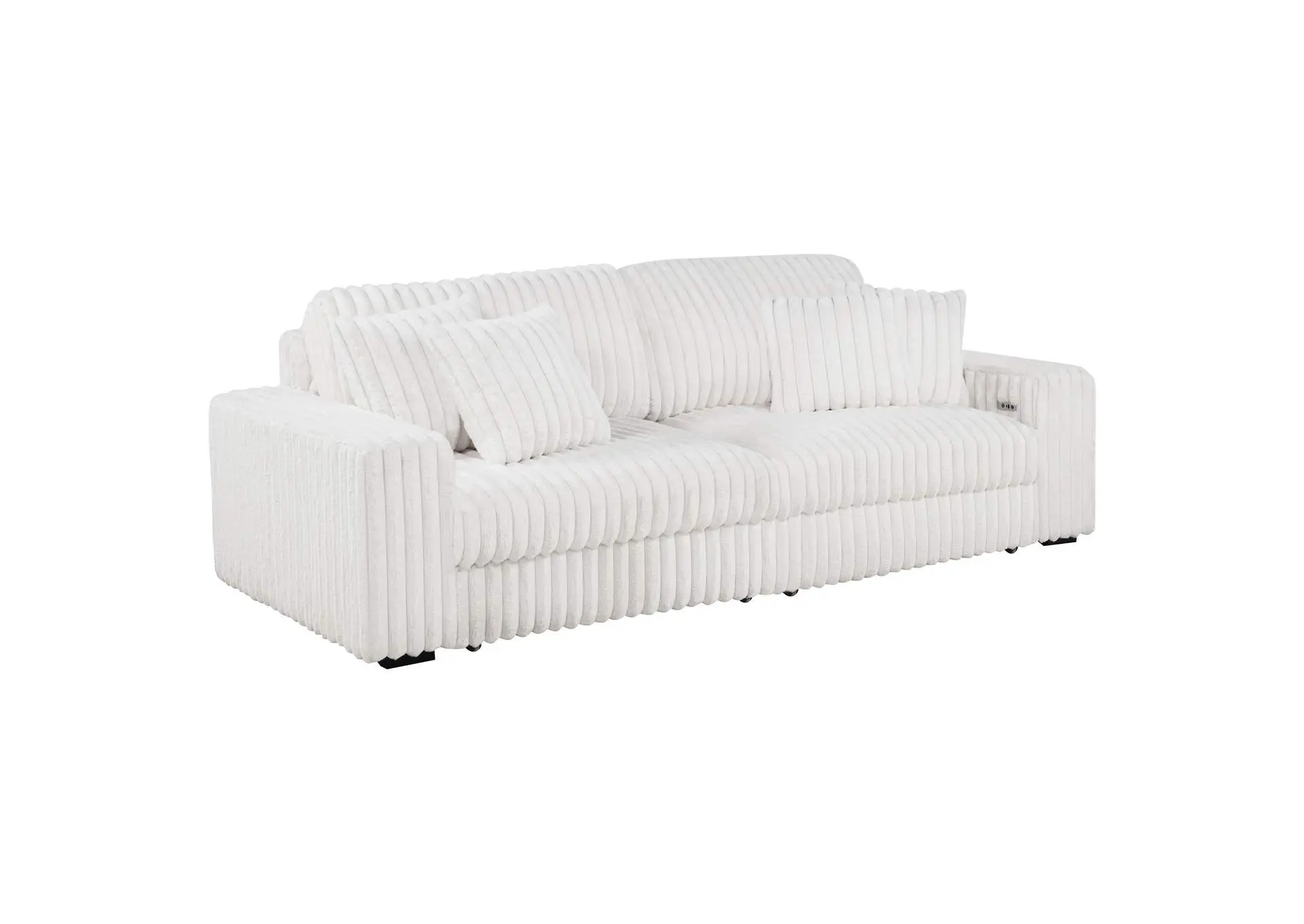 Jacana Corduroy Upholstered Dual Power Chaise Sofa Ivory