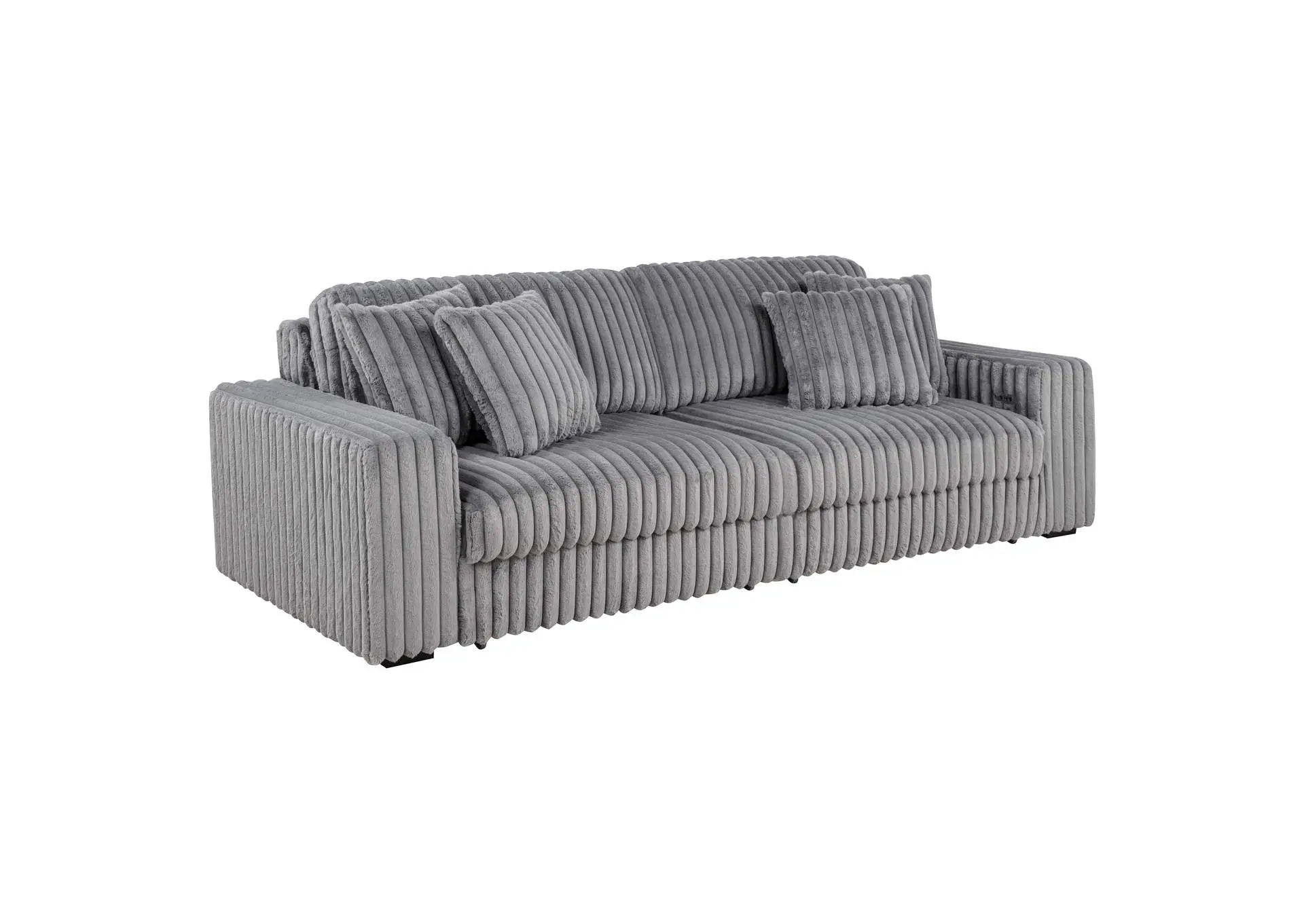 Jacana Corduroy Upholstered Dual Power Chaise Sofa Grey