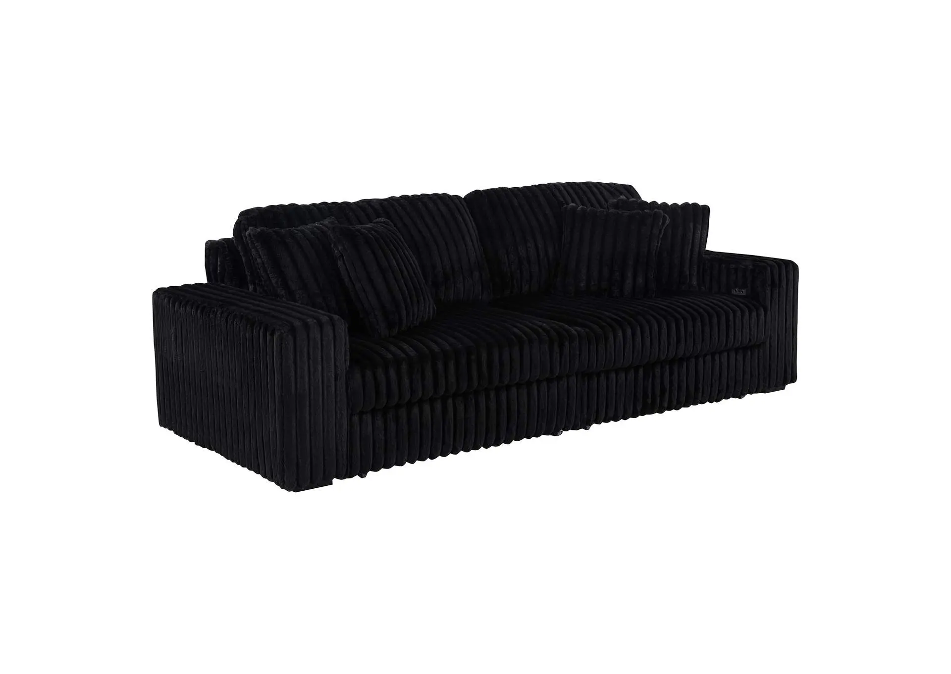 Jacana Corduroy Upholstered Dual Power Chaise Sofa Black